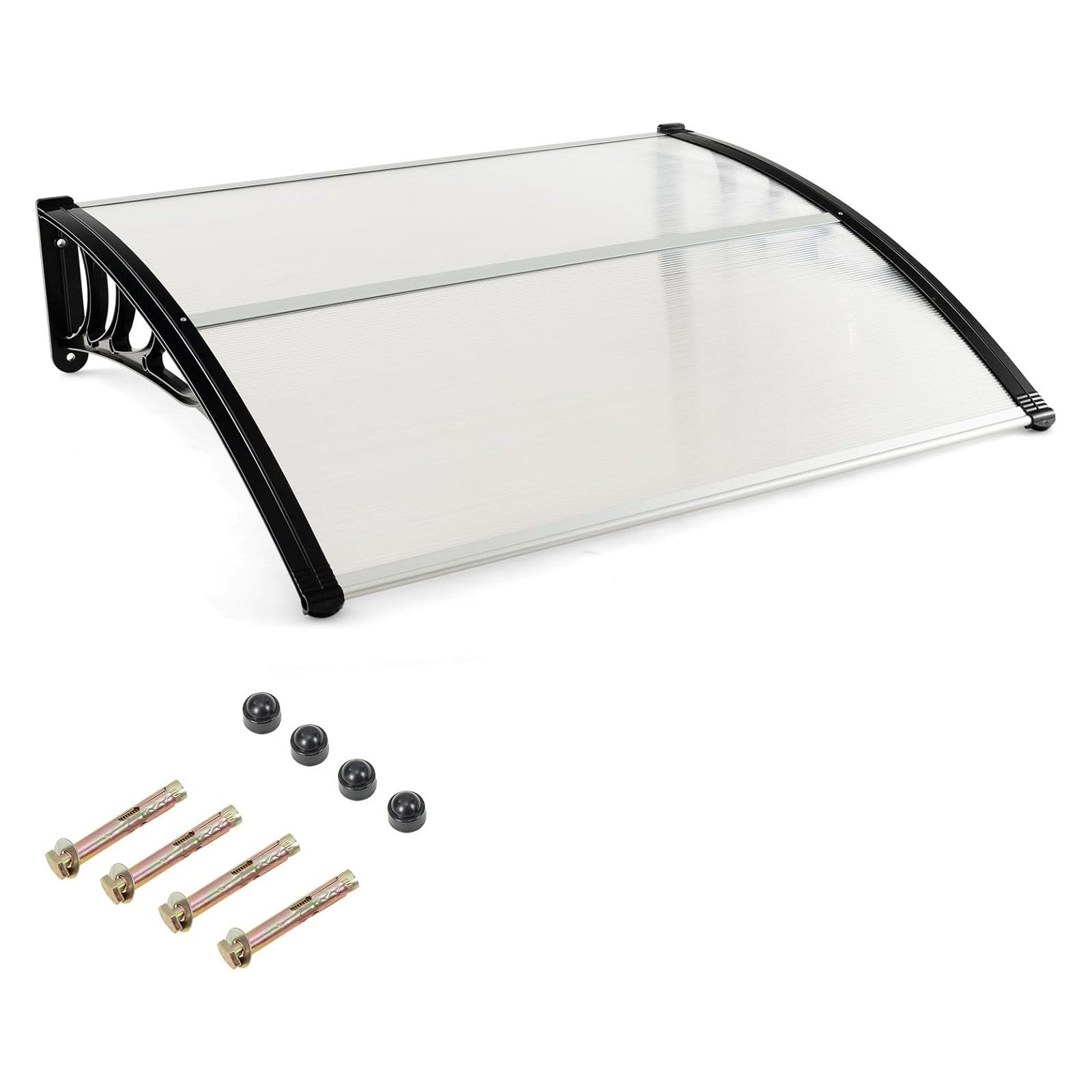 KOMFOTTEU Vordach Überdachung, Haustürdach Pultvordach aus Aluminium & Polycarbonat