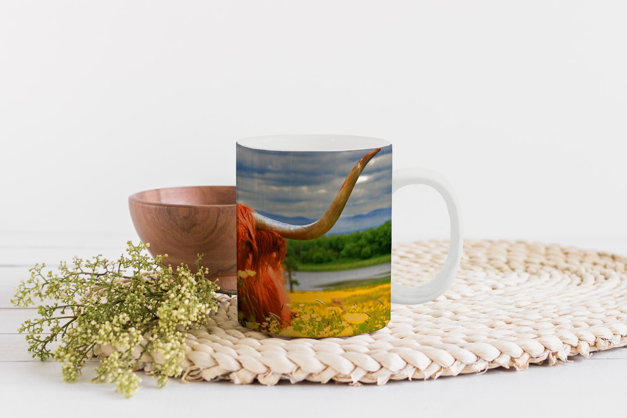 MuchoWow Schottischer Blumen, - Teetasse, Tiere Kaffeetassen, Geschenk Highlander Tasse - Becher, Teetasse, Keramik,