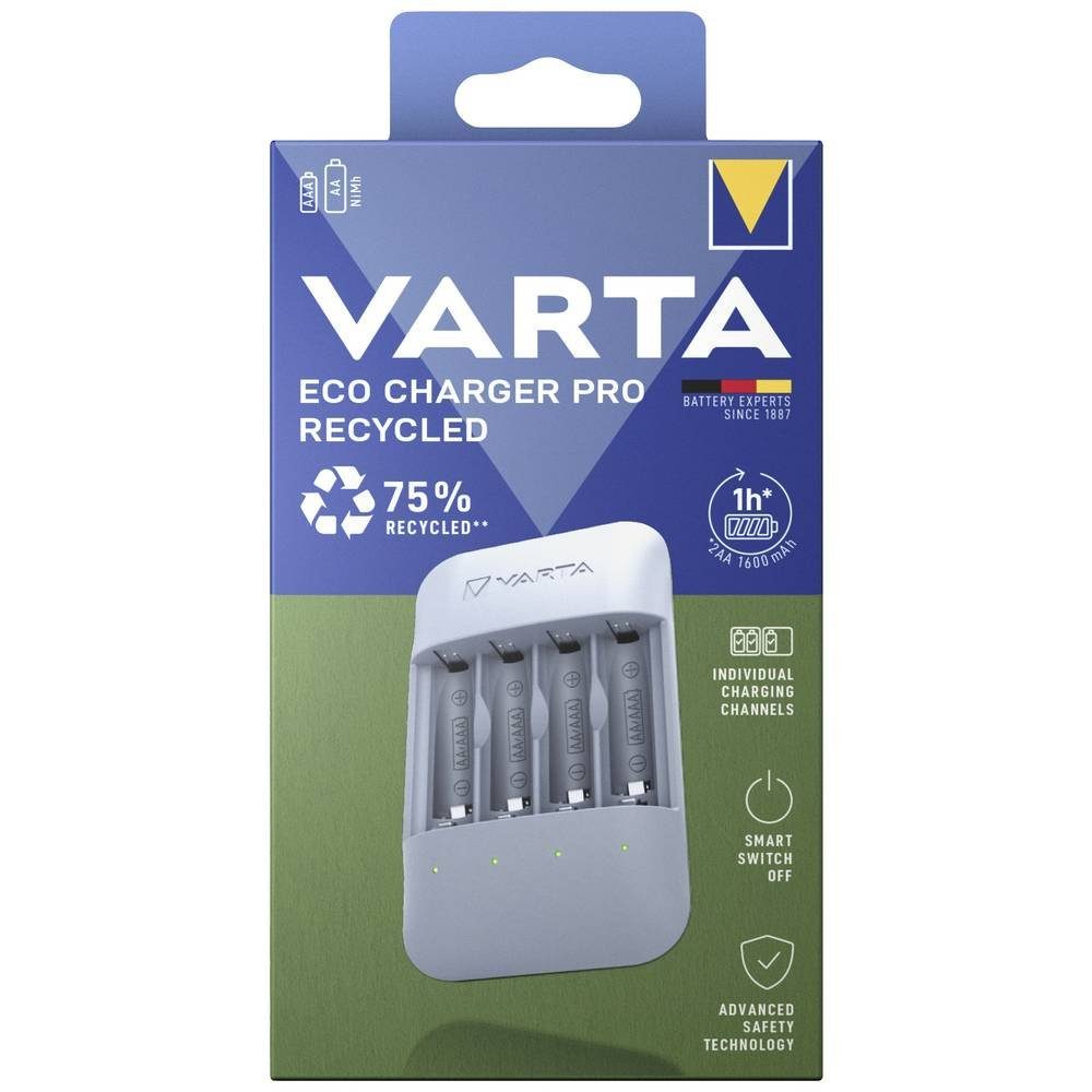 VARTA Recycled Box 57683101111 Rundzellen-Lader (Akku-Defekt Erkennung, Einzelschachtüberwachung, Erhaltungsladung)