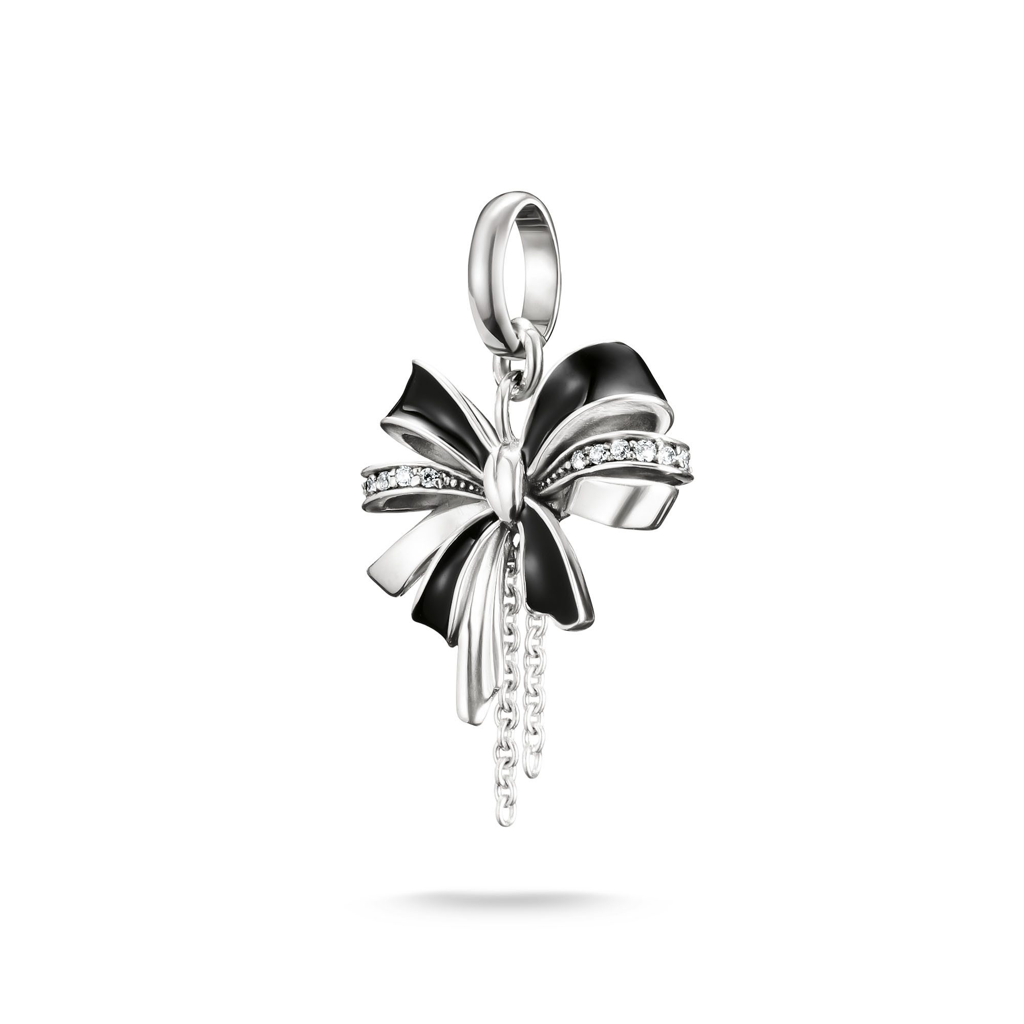 THOMAS SABO Charm-Einhänger Charm Schleife schwarz - Connect, CC1288-691-11, mit Zirkonia (synth)