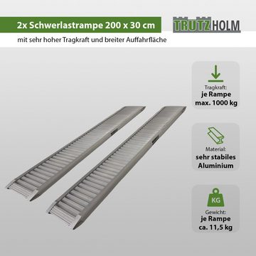 TRUTZHOLM Auffahrrampe TRUTZHOLM 2 x Schwerlastrampe 200 cm Traglast 2000kg Alu grau Verlade (2-St)