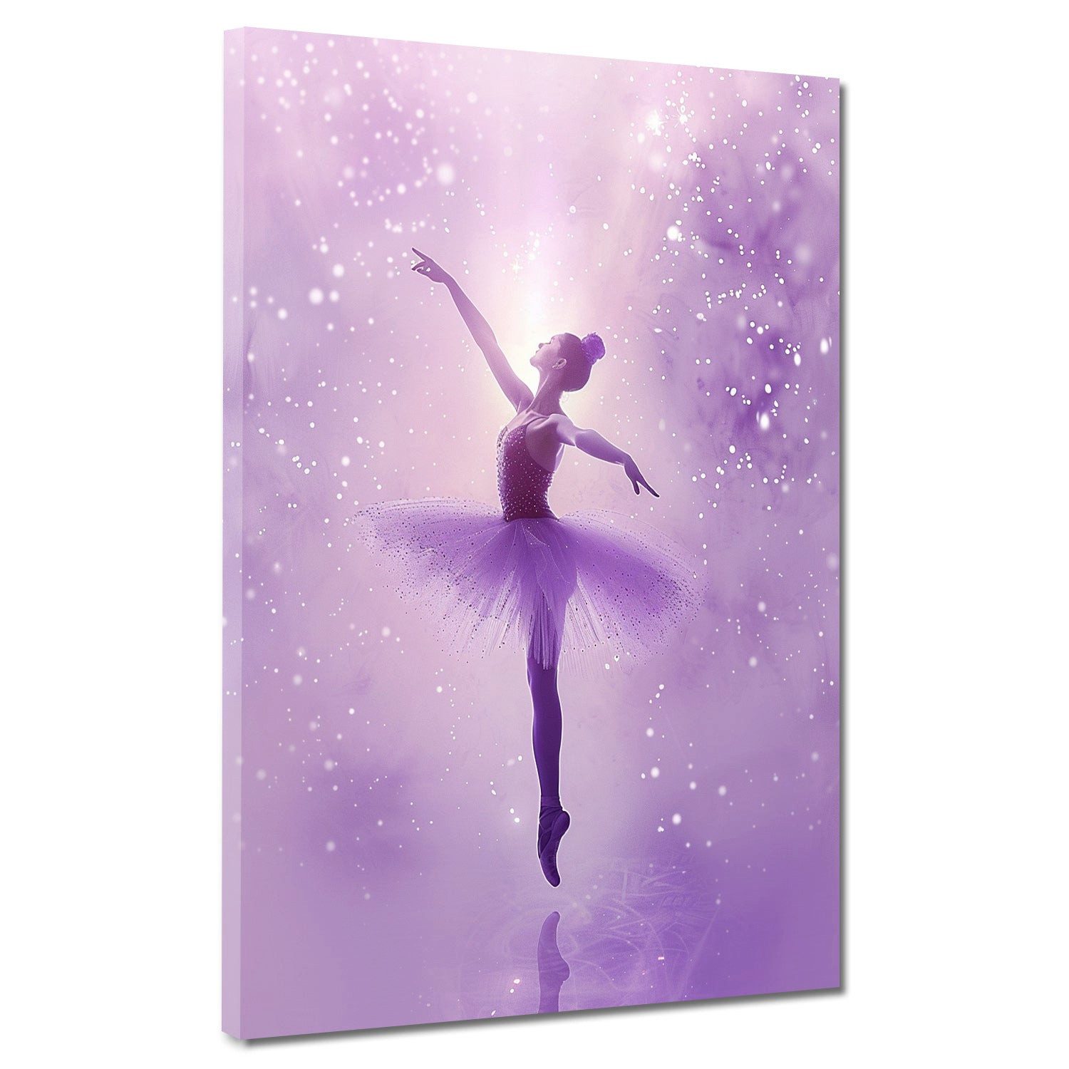 Artedinoi Leinwandbild Ballerina Lila Traumwelt Glitzer Leinwandbild Wandbild XXL Deko, Ballerina in Lila mit Glitzer