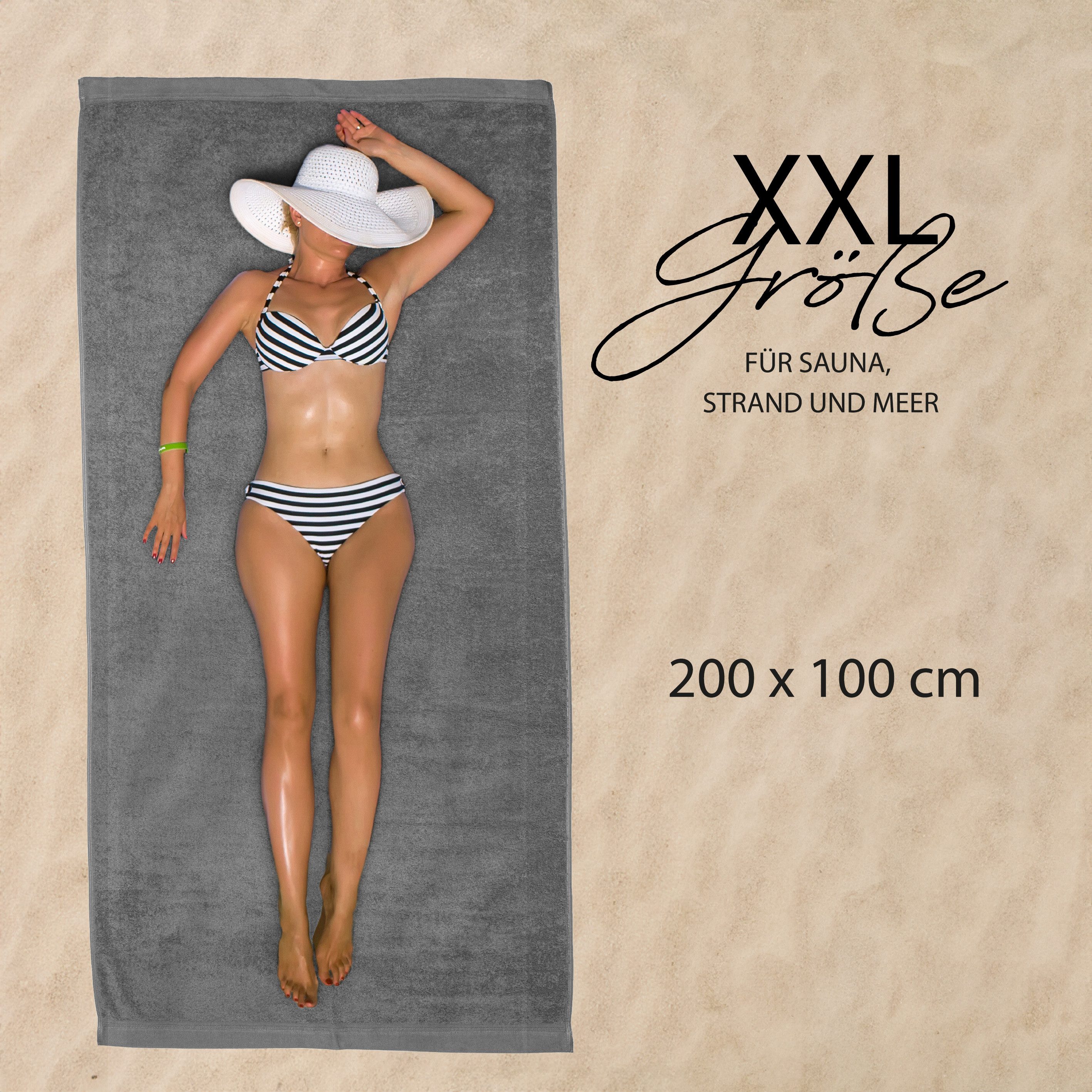 Hausfelder Saunatuch 2er Set Saunahandtuch XXL (Grau,Badetuch groß 100x200c günstig online kaufen