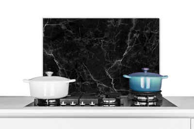 MuchoWow Küchenrückwand Marmor - Schwarz - Weiß - Textur - Marmoroptik, (1-tlg), 60x40 cm, Herdblende aus Wandschutz, Temperaturbeständig küchen
