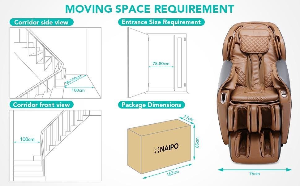 NAIPO Massagesessel Shiatsu Zero-Gravity Massagestuhl, Wärmetherapie, 3D Surround-Sound, USB, Bluetooth, Award Winner – Bild 5 von 5