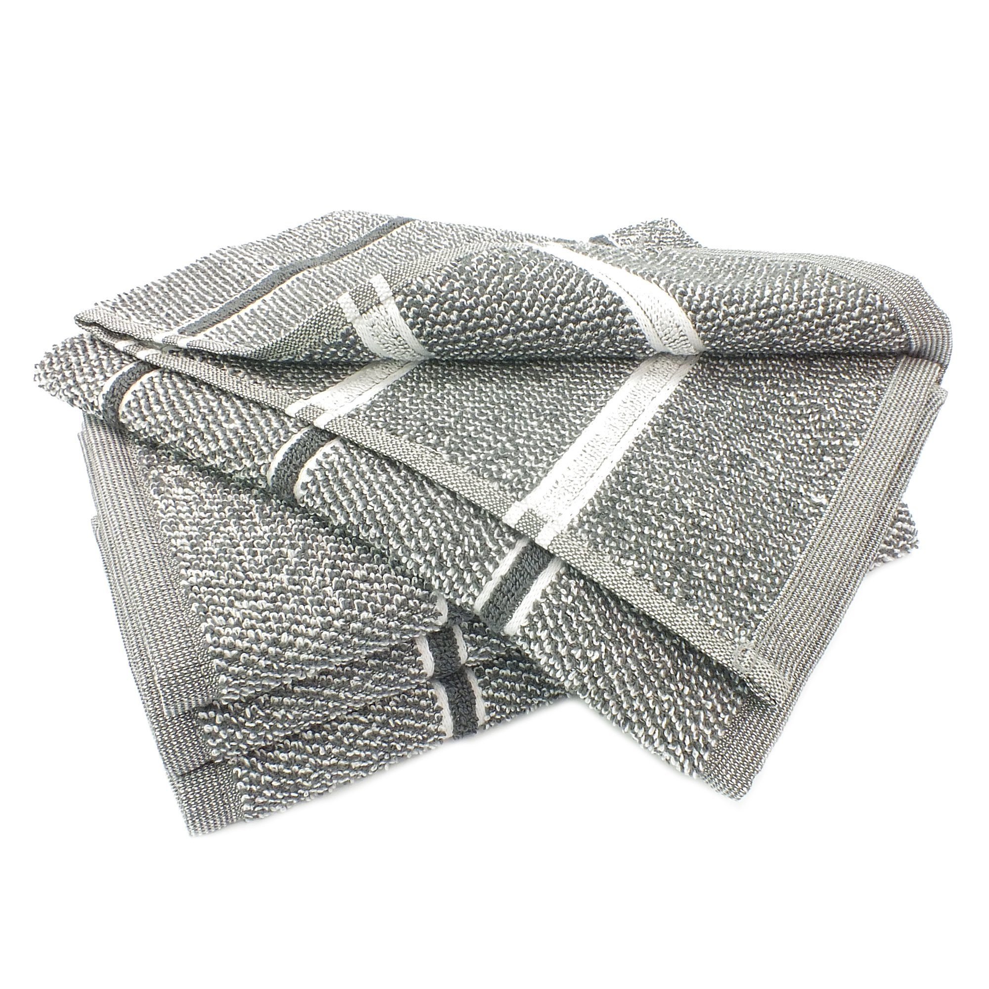 Lasa Home Geschirrtuch Checks, (Set, 4-tlg), 4er Pack Frottee Küchenhandtücher (4 Stück) ca. 50x50 cm Baumwolle Grau