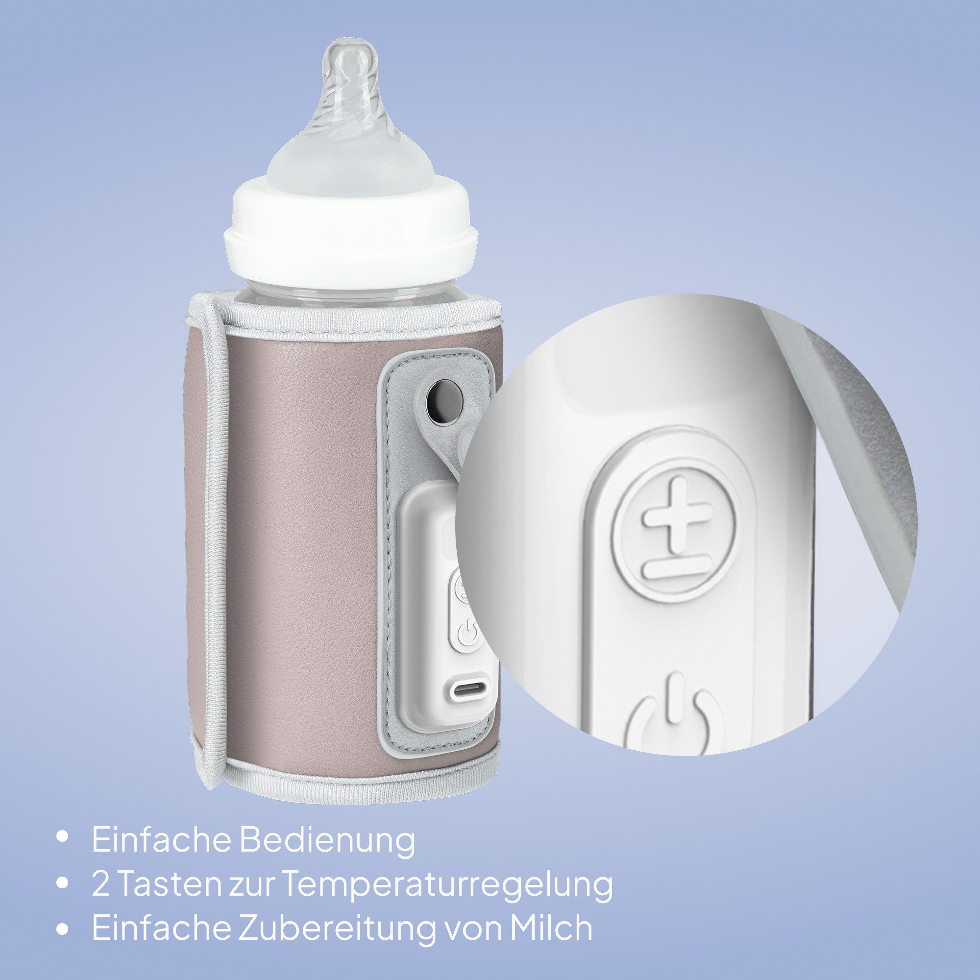 lionelo Babyflaschenwärmer THERMUP GO PINK BABY, USB-C/5 Temperaturen/bis 70 mm/Thermostat/100 g