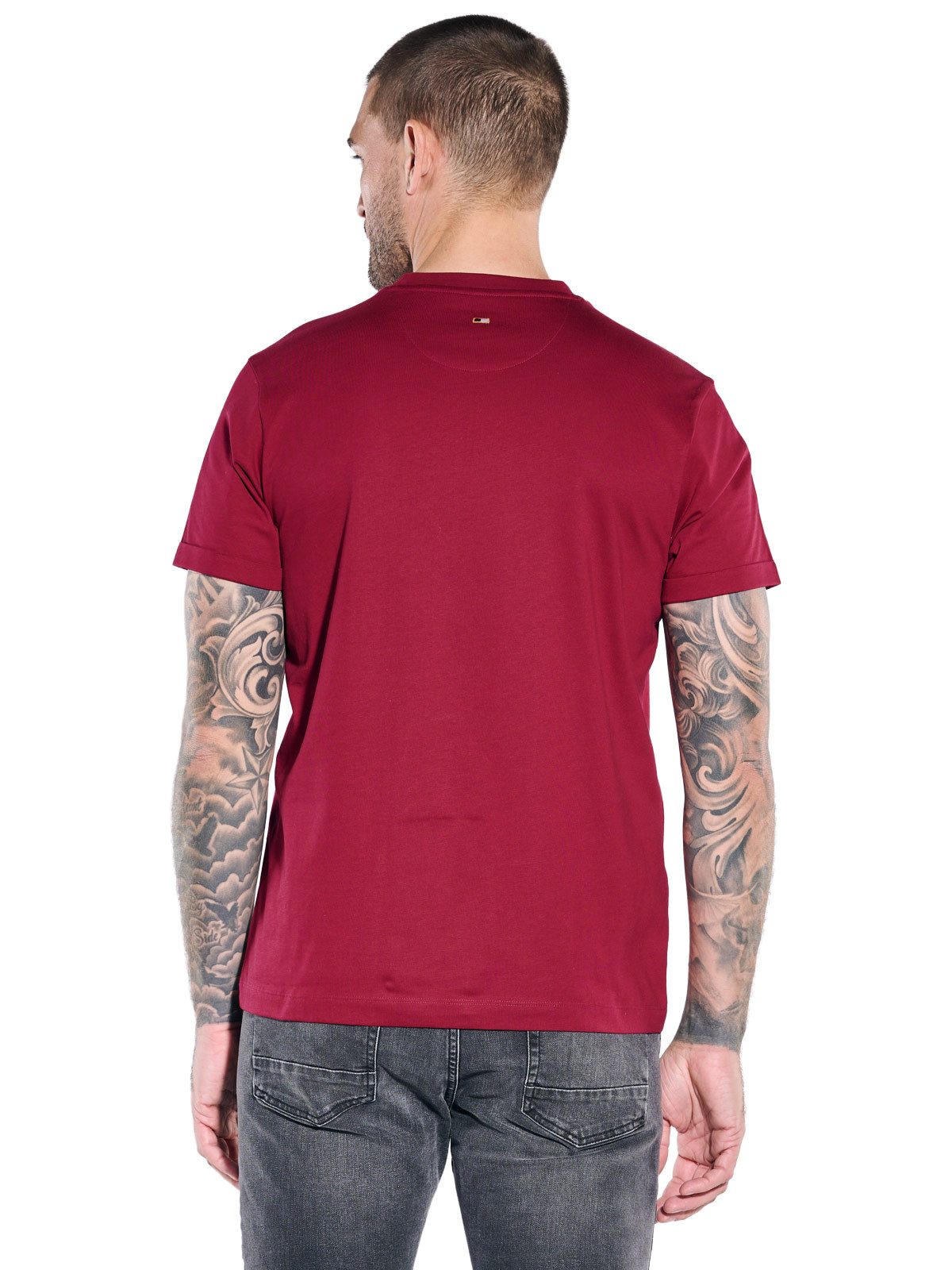 emilio adani T-Shirt Herren Rundhals T-Shirt, Bordeaux