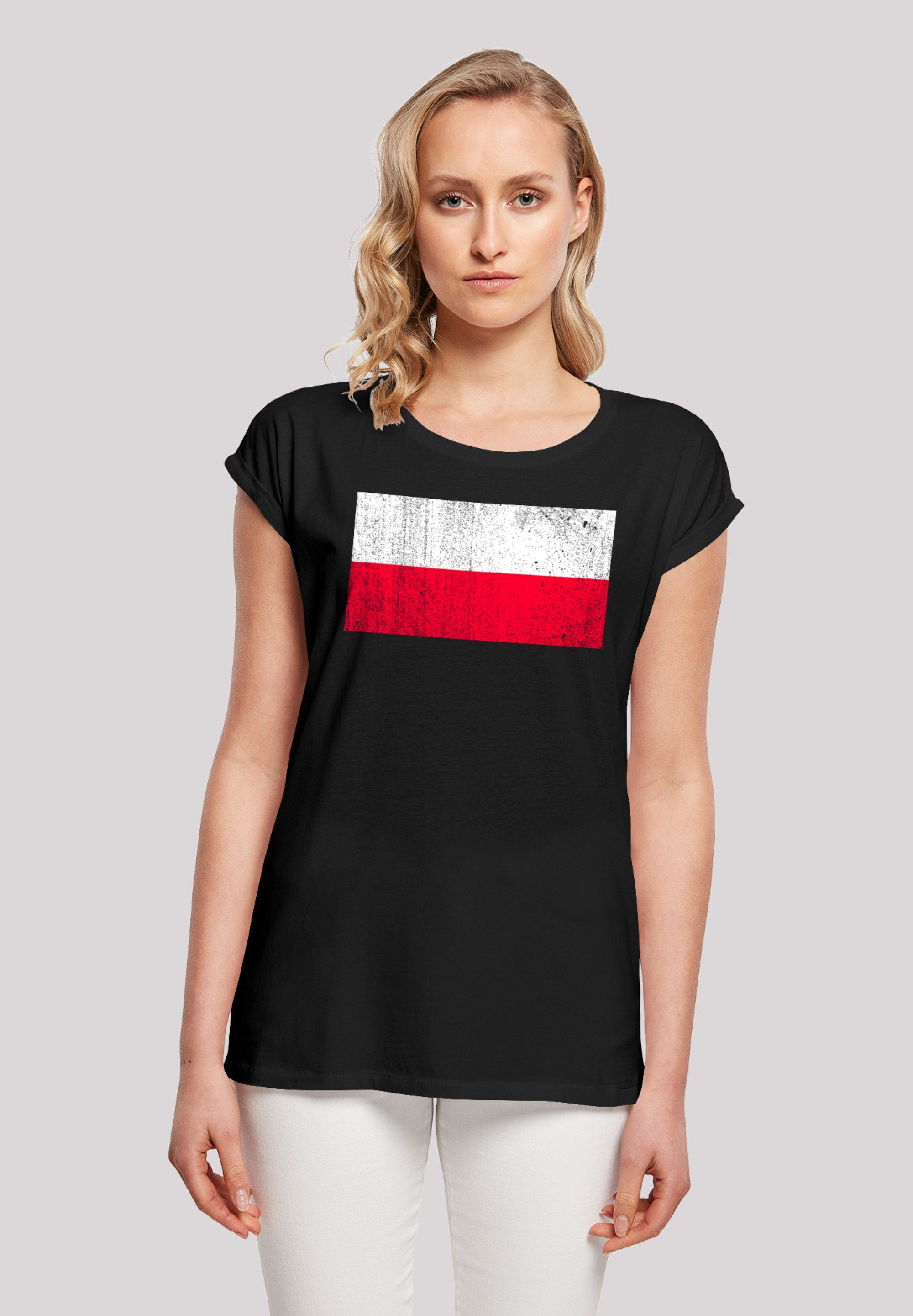 F4NT4STIC T-Shirt Poland Polen und Das 170 cm ist distressed trägt Print, groß Flagge M Model Größe