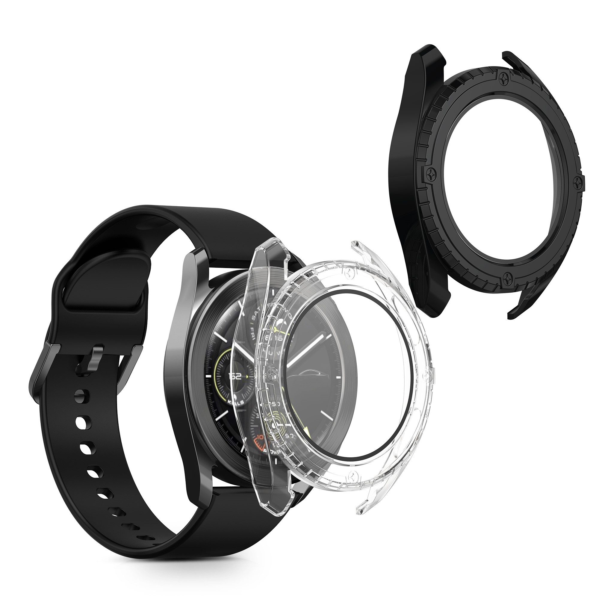 kwmobile Smartwatch-Hülle 2x Glas Hülle für Xiaomi Watch S3, Schutzhülle Fullbody Fitnesstracker Case Set aus Glas