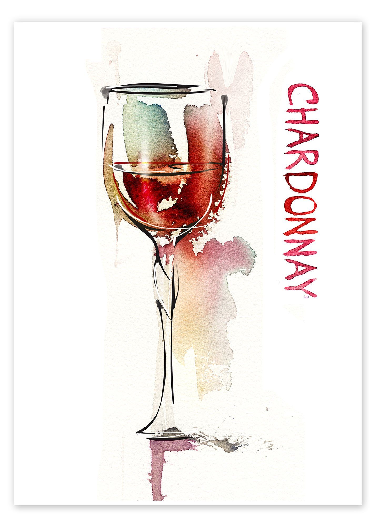 Posterlounge Poster Editors Choice, Ein Glas Chardonnay, Küche Malerei