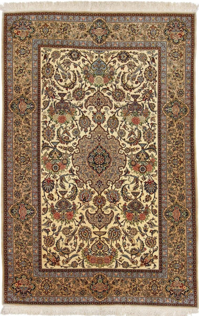 Orientteppich Isfahan Seidenkette 142x229 Handgeknüpfter Orientteppich, Nain Trading, rechteckig, Höhe: 6 mm