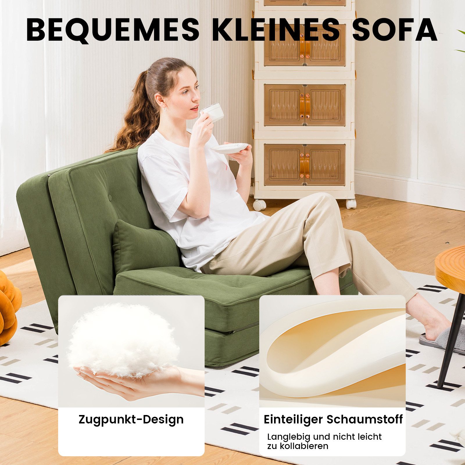 COMHOMA Kindersofa Schlafsofa Bodensofa Klappbar Bodensessel mit Schlaffunktion bettsofa – Bild 5 von 5