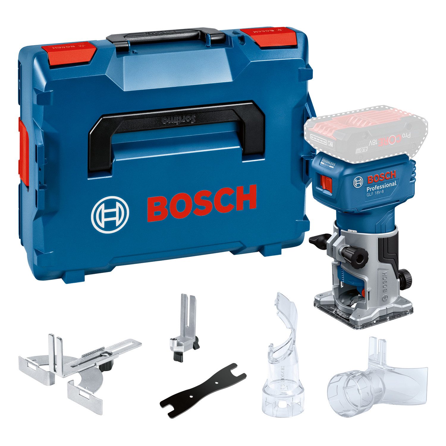 Bosch Professional Akku-Fräse GLF 18V-8, mit L-BOXX 136, ohne Akku und Ladegerät
