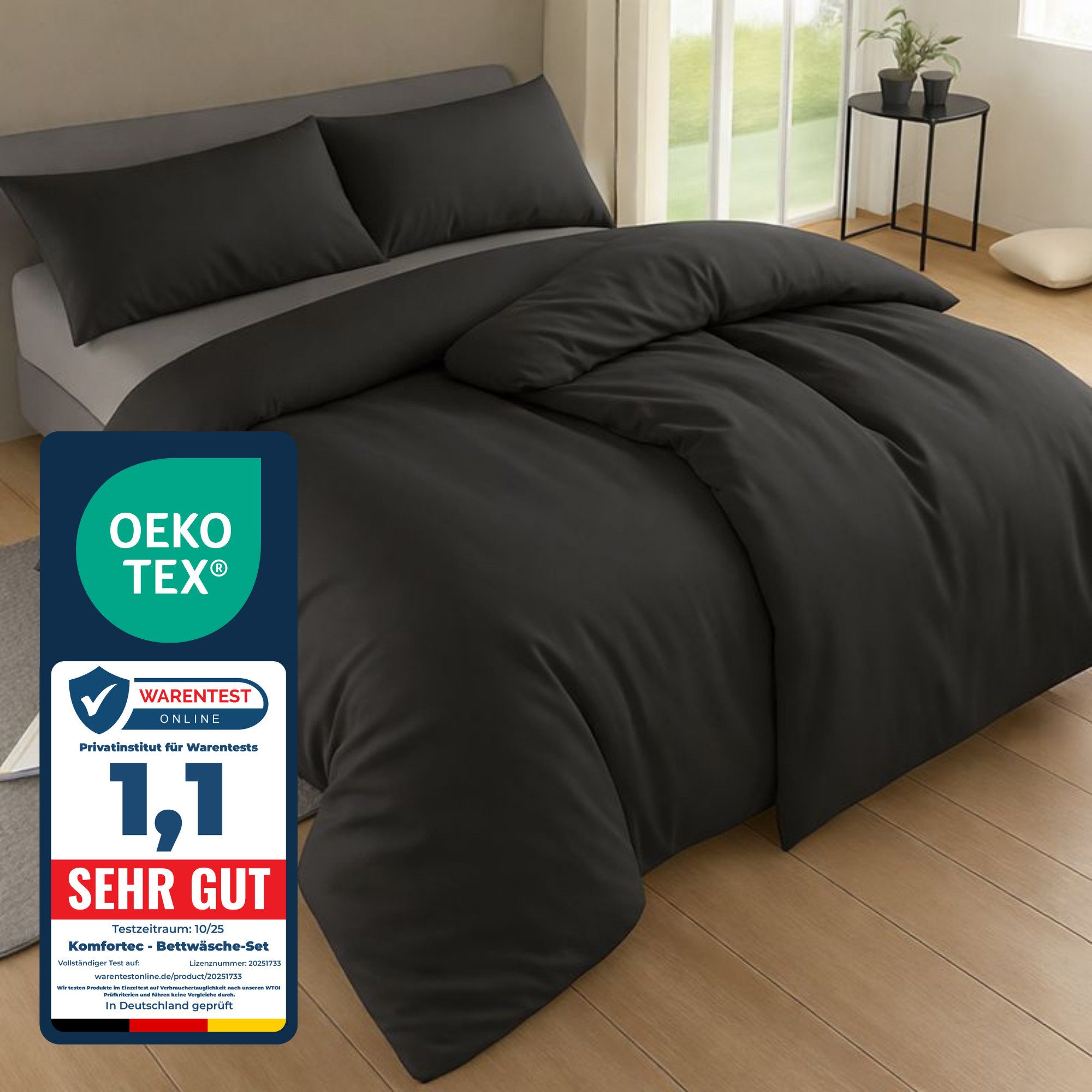 Komfortec Bettwäsche Premium, 135 x 200 bis 220 x 240 cm, 6 verschiedene Größen zur Auswahl, gebürstet 100% Mikrofaser, 4 teilig, Superweiches Bettwäsche-Set, Knitterfrei, Atmungsaktiv