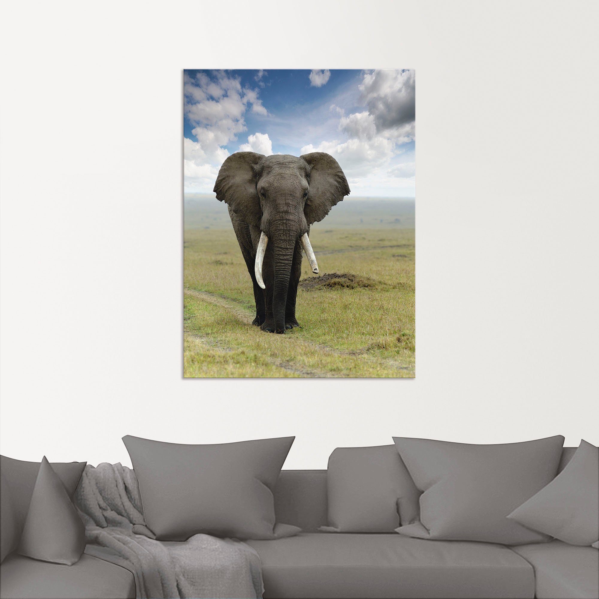 Wildtiere Alubild, oder in Artland Wandbild Elefant, Leinwandbild, St), Wandaufkleber Poster Größen versch. als (1