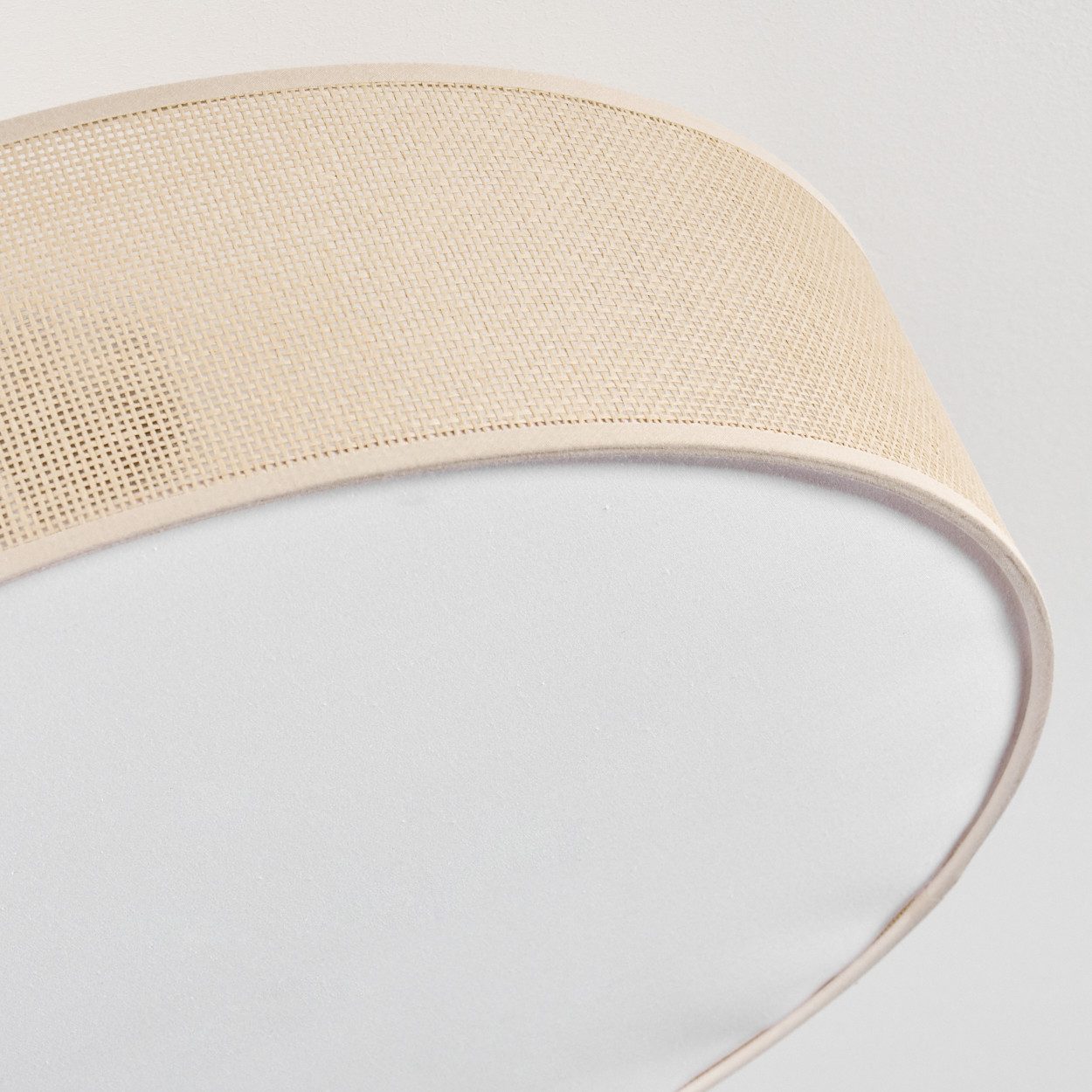 hofstein Deckenleuchte Deckenlampe aus Metall/Papiergeflecht/Stoff/Kunststoff in Beige/Weiß, Deckenleuchte im modernen Boho-Design, Ø 50 cm, E27