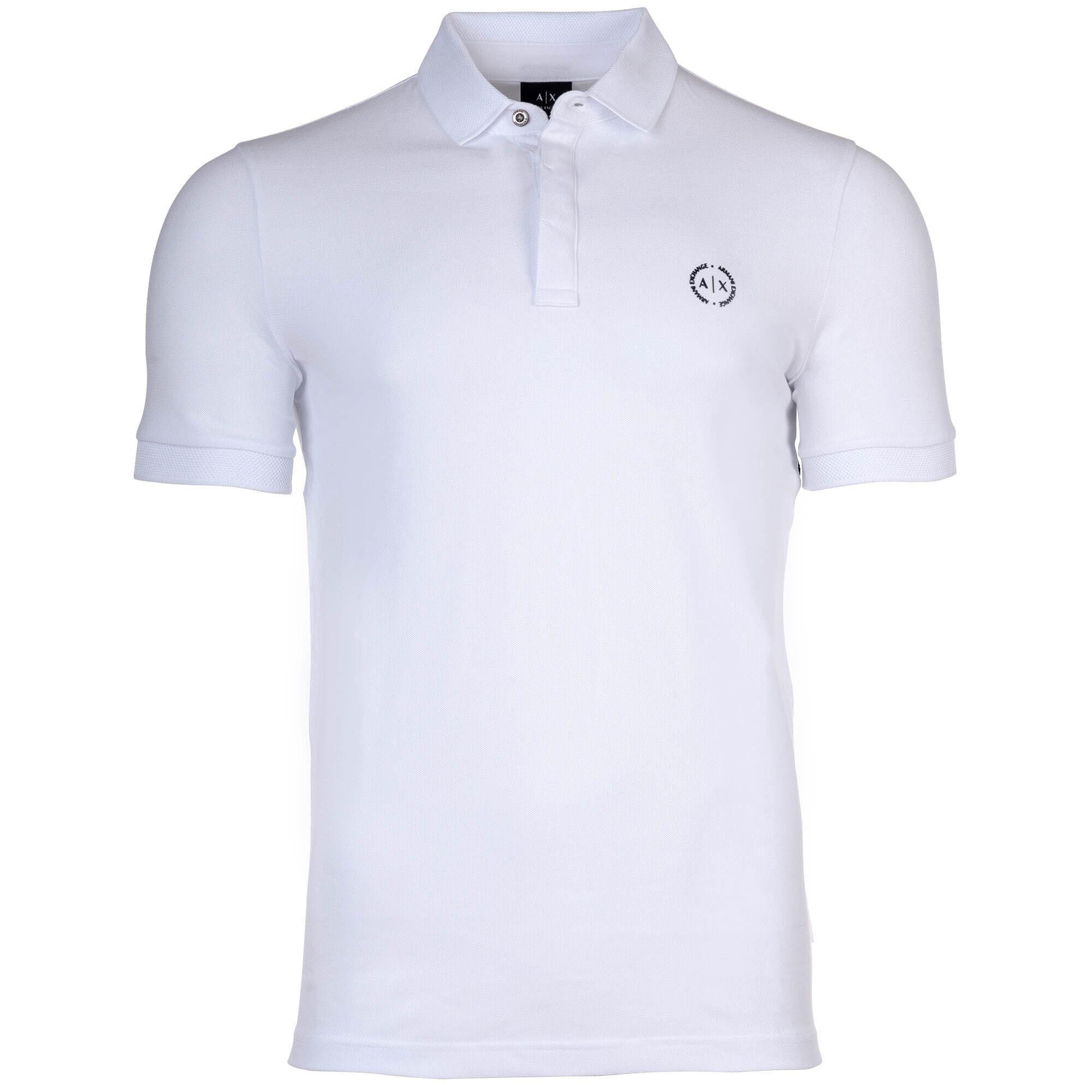 Cotton Weiß Herren - Poloshirt Poloshirt ARMANI fit, EXCHANGE einfarbig, Slim