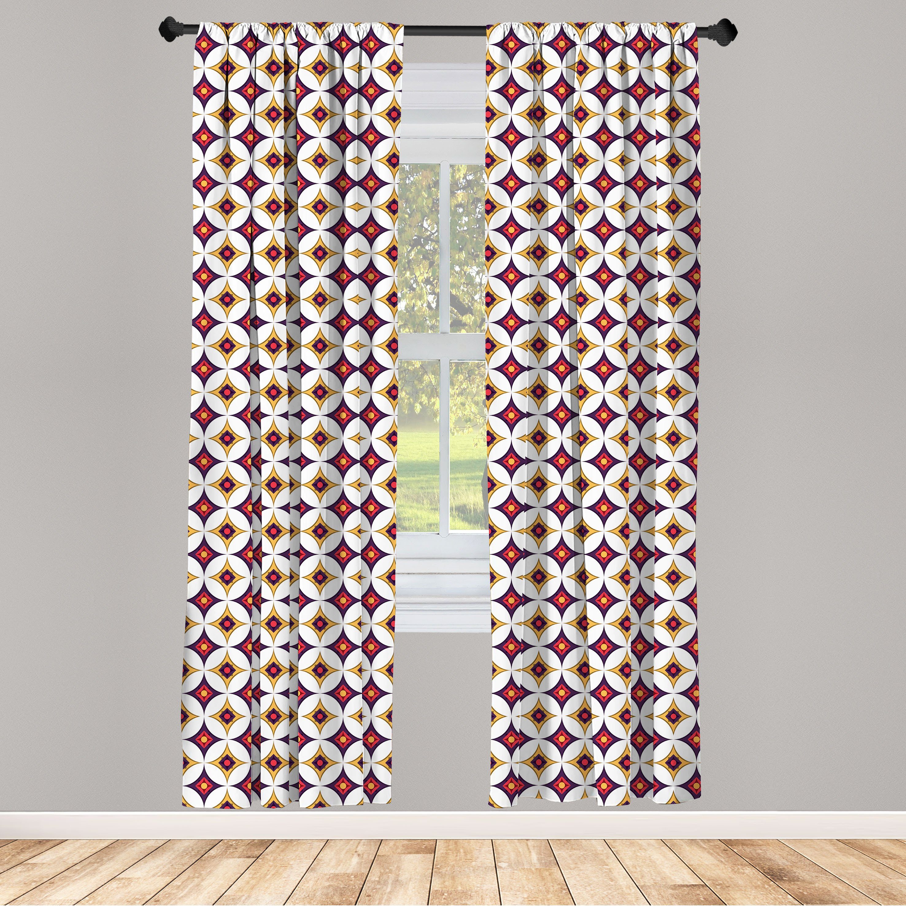 Gardine Vorhang für Wohnzimmer Schlafzimmer Dekor, Abakuhaus, Microfaser, asiatisch Balinese Mosaik