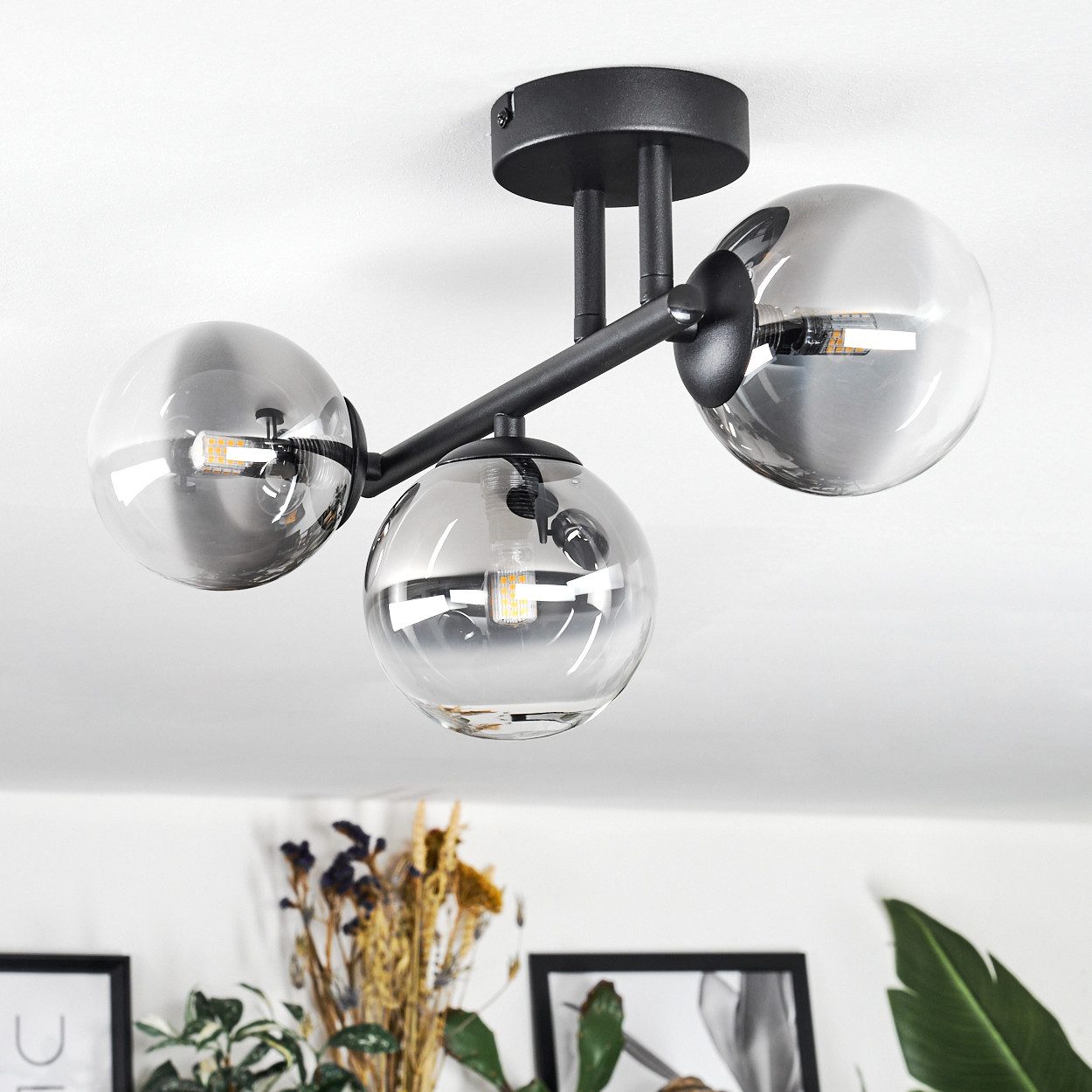hofstein Deckenleuchte 3-flammige Deckenlampe aus Metall/Glas günstig online kaufen