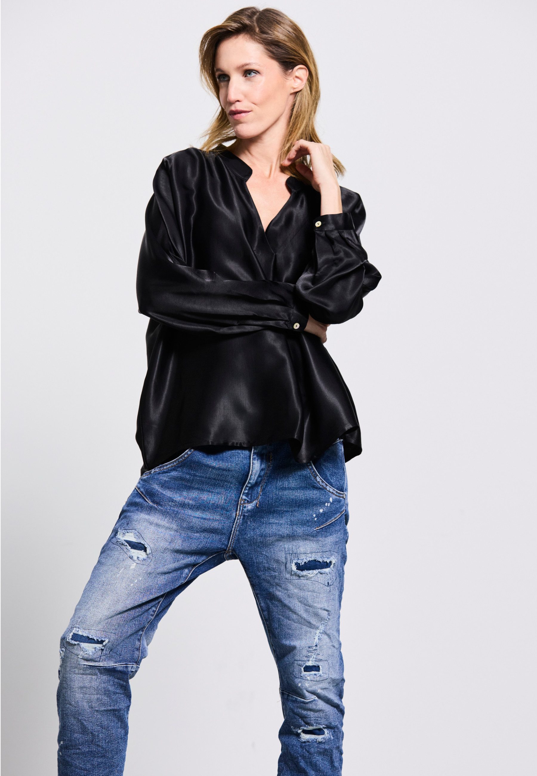 Andijamo-Fashion Schlupfbluse PURE ELEGANCE EDELSATIN günstig online kaufen