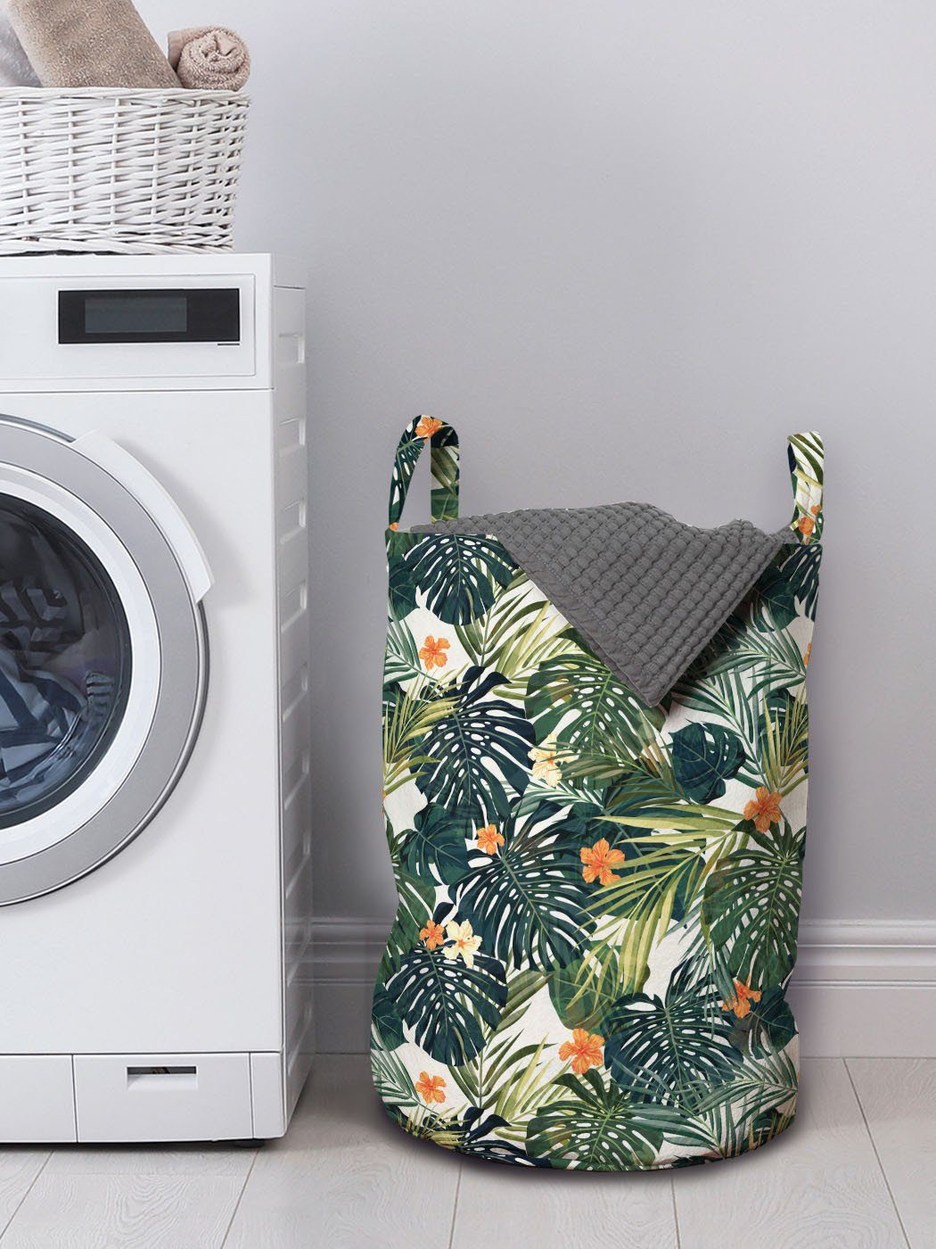 Griffen tropische Grün Abakuhaus Kordelzugverschluss mit Hawaiische Waschsalons, Wäschesäckchen Flora Wäschekorb für