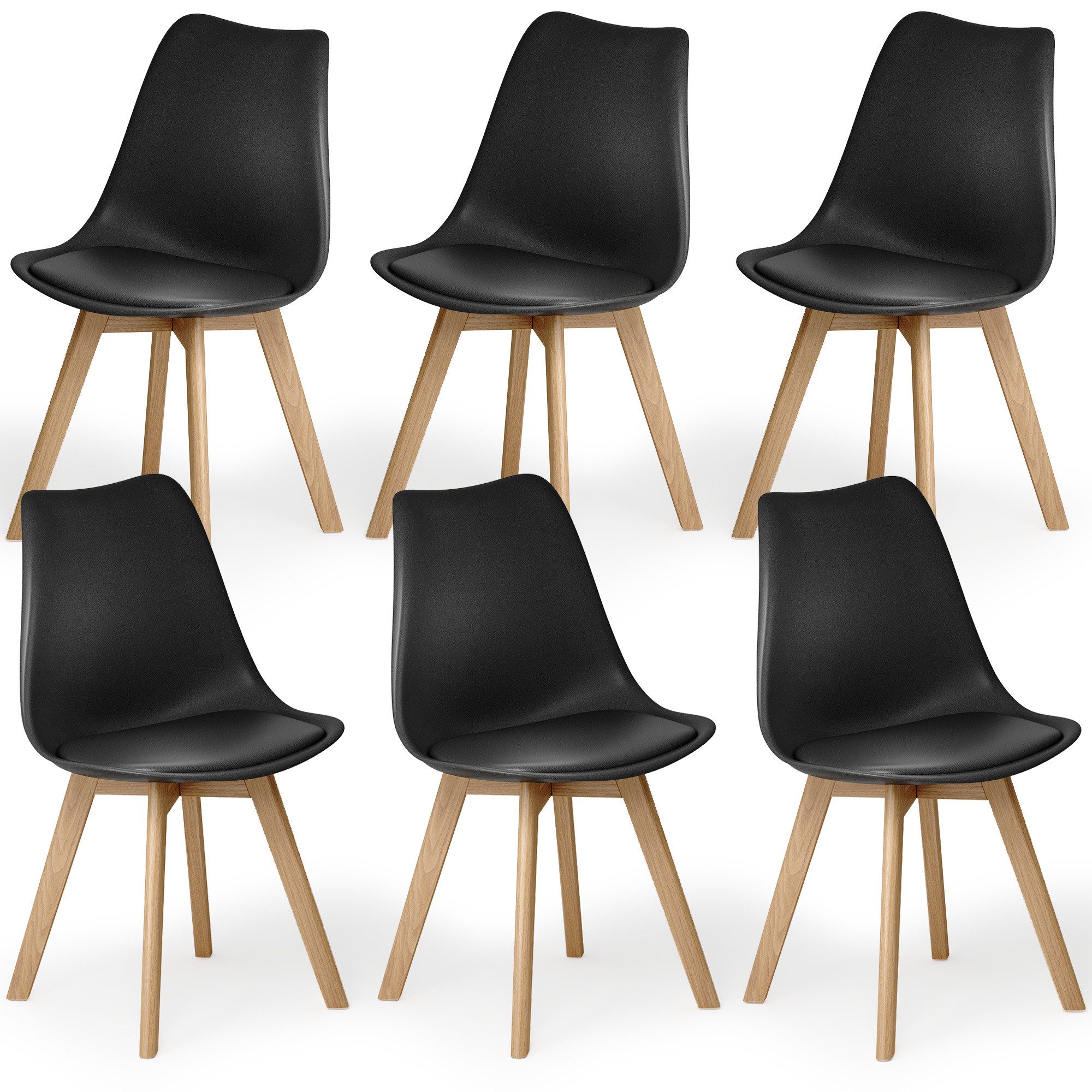 Blishom Esszimmerstuhl Esszimmerstuhl 6er-Set, Buchenholz & PVC, 40x47x80 cm (6 St)