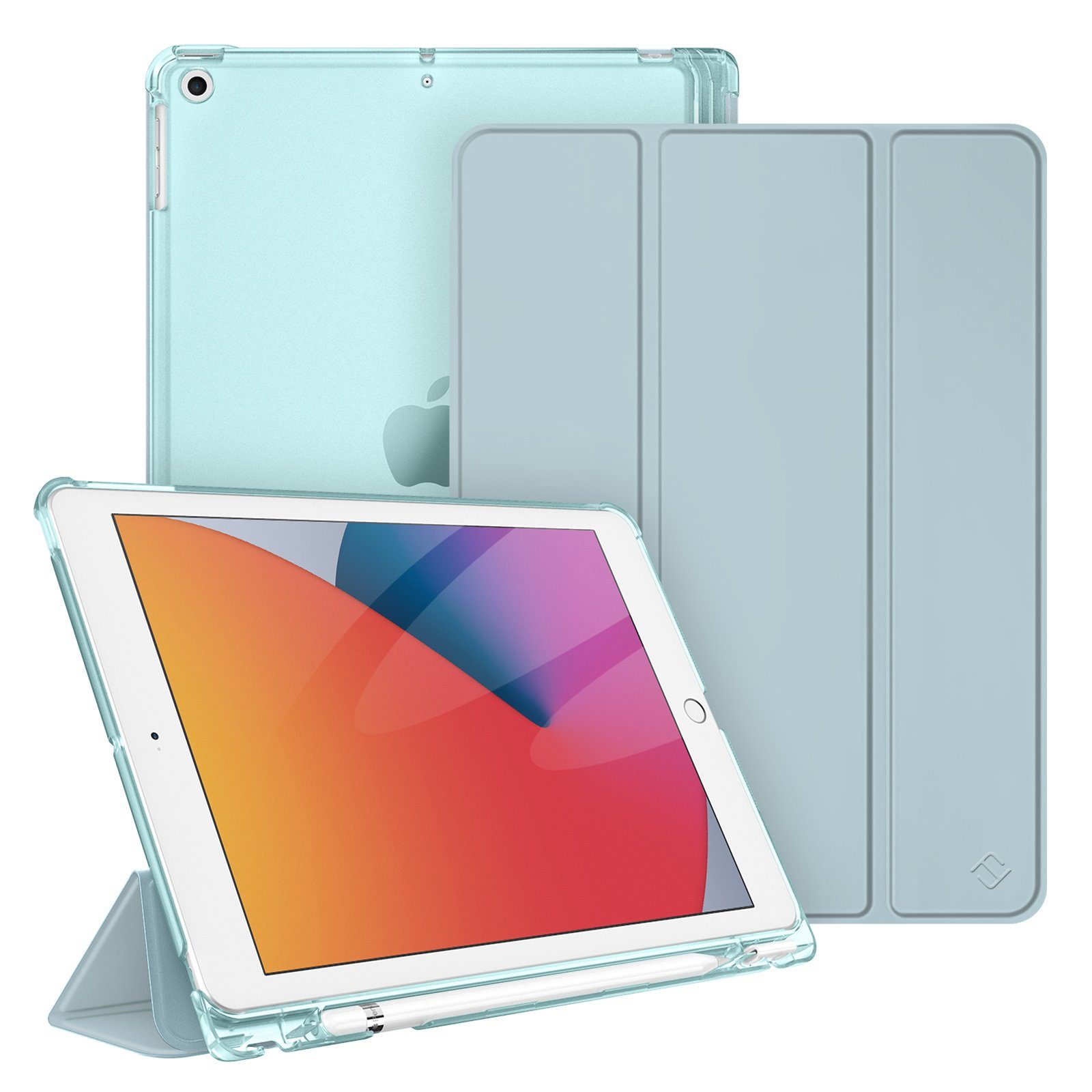 Fintie Tablet-Hülle für iPad 9. Gen 2021/8. Gen 2020/7. Gen 2019 10.2 Zoll mit Stifthalter, ultradünne leichte Case mit transparenter Rückseite & Auto Schlaf/Wach von Fintie