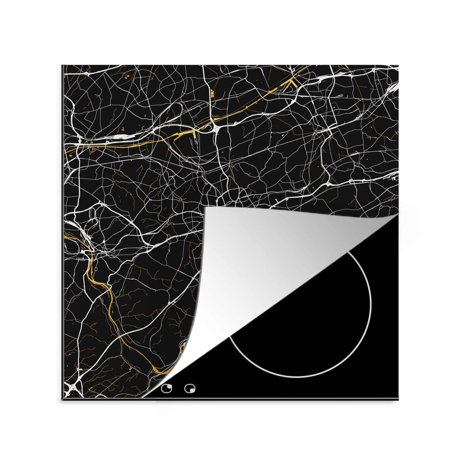 MuchoWow Herdblende-/Abdeckplatte Essen - 78x78 - - Gold - für Arbeitsplatte küche tlg), (1 cm, Ceranfeldabdeckung, Vinyl, Deutschland, Stadtplan Karte