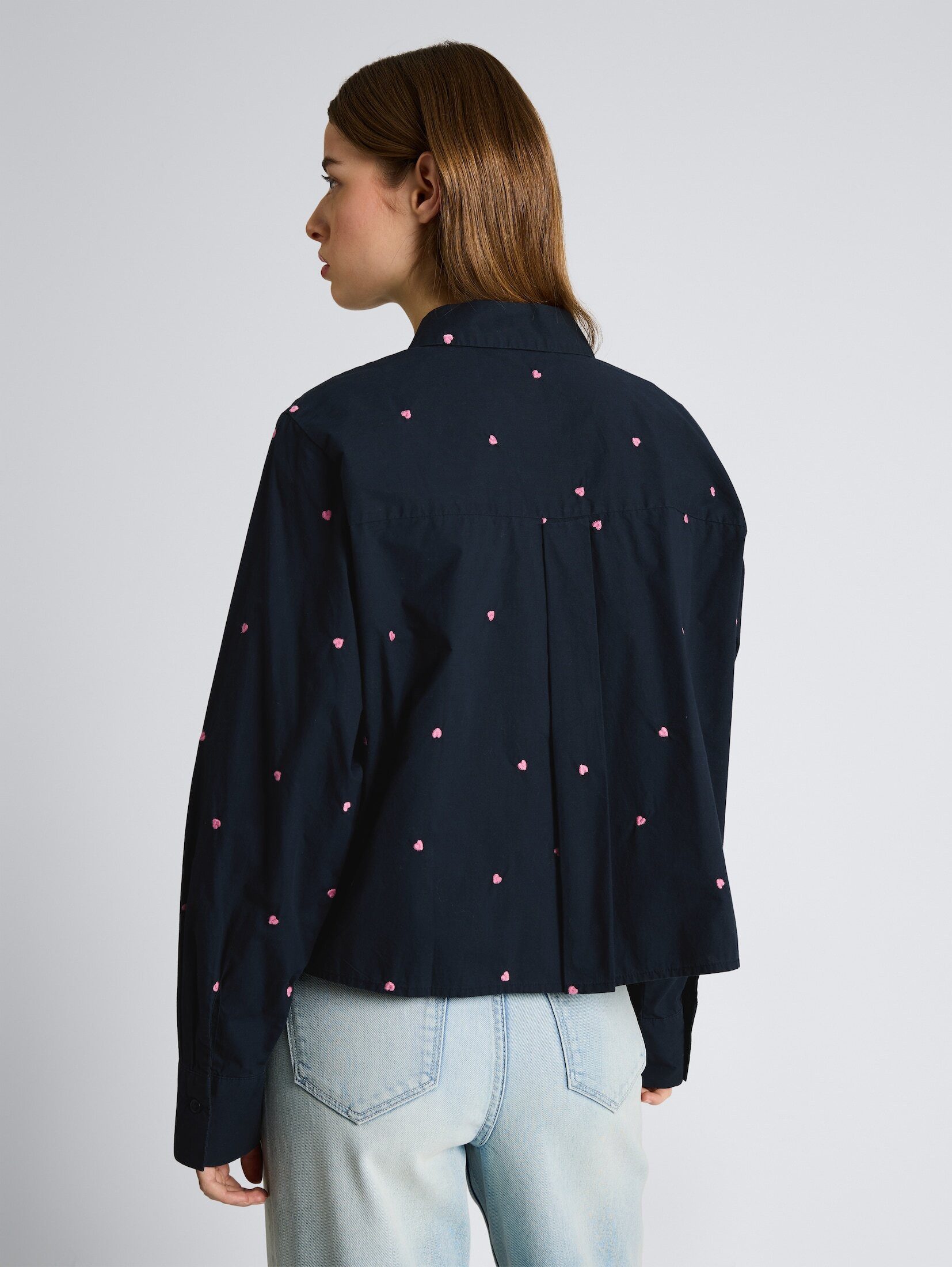 TOM TAILOR Denim Langarmbluse Blusen & Shirts Boxy Fit Hemdbluse mit Stickereien