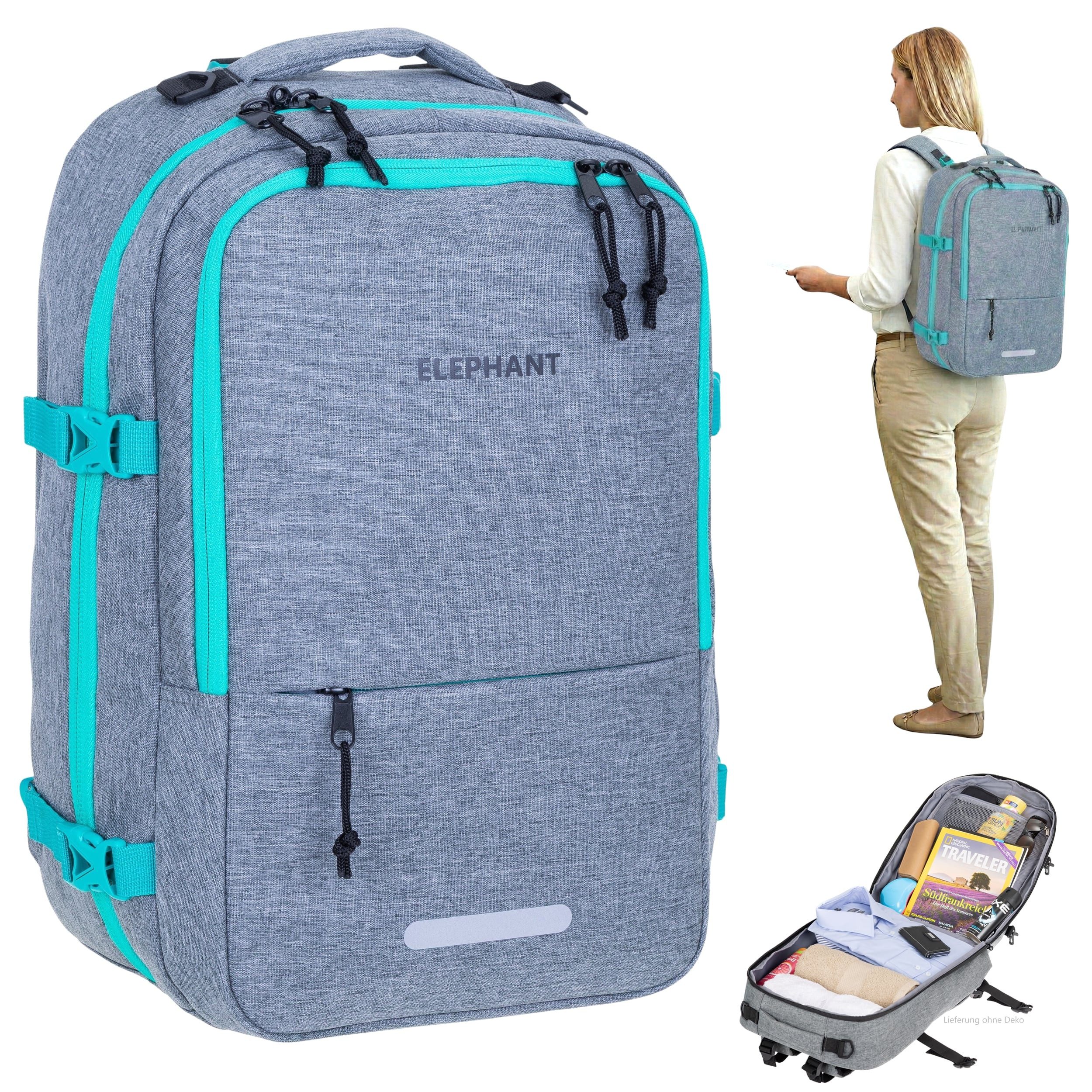 ELEPHANT Rucksack Handgepäck Flugzeug Laptop Fach Geheimtasche Daypack, Reisegepäck Gepäck Overnight Weekender Pendler Fly Medium Large