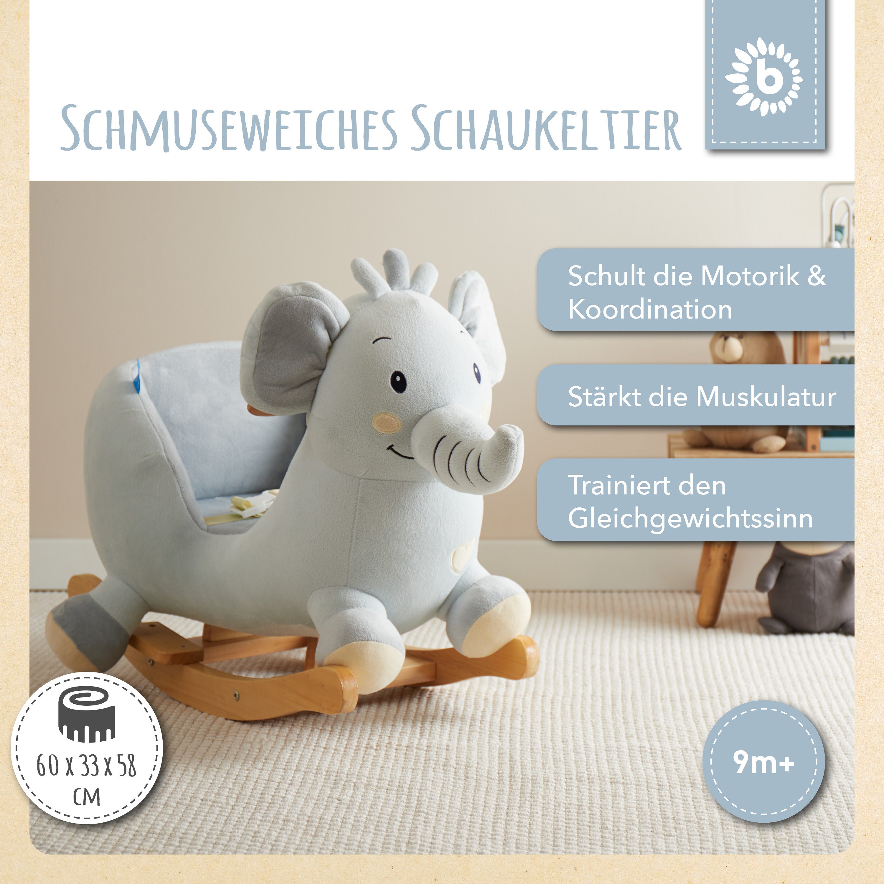 BIECO Schaukeltier Schaukelpferd Elefant aus Plüsch günstig online kaufen