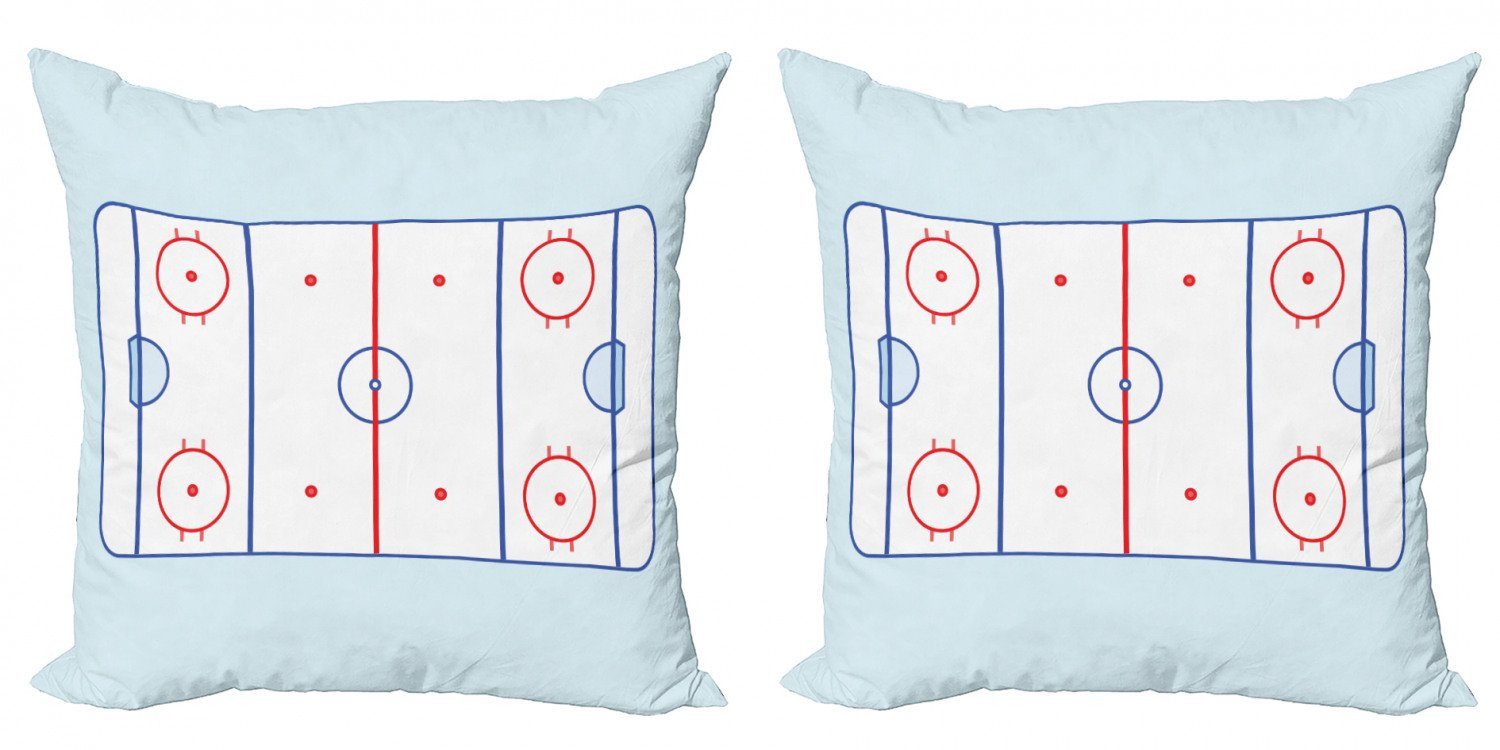 Kissenbezüge Modern Accent Doppelseitiger Digitaldruck, Abakuhaus (2 Stück), Eishockey Grafik-Feld Kontur