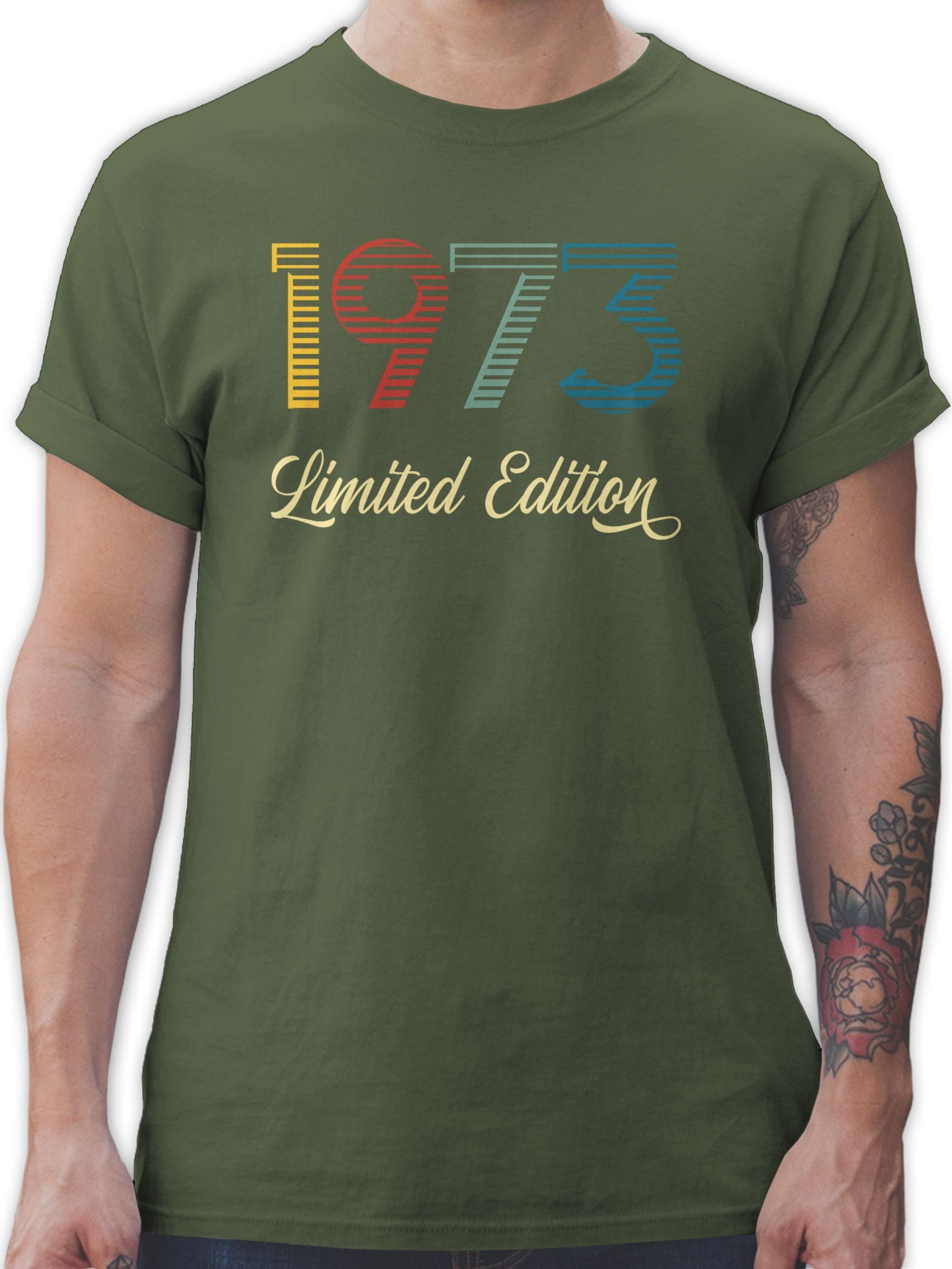 Shirtracer T-Shirt Limited Edition 1973 50. Geburtstag 3 Army Grün