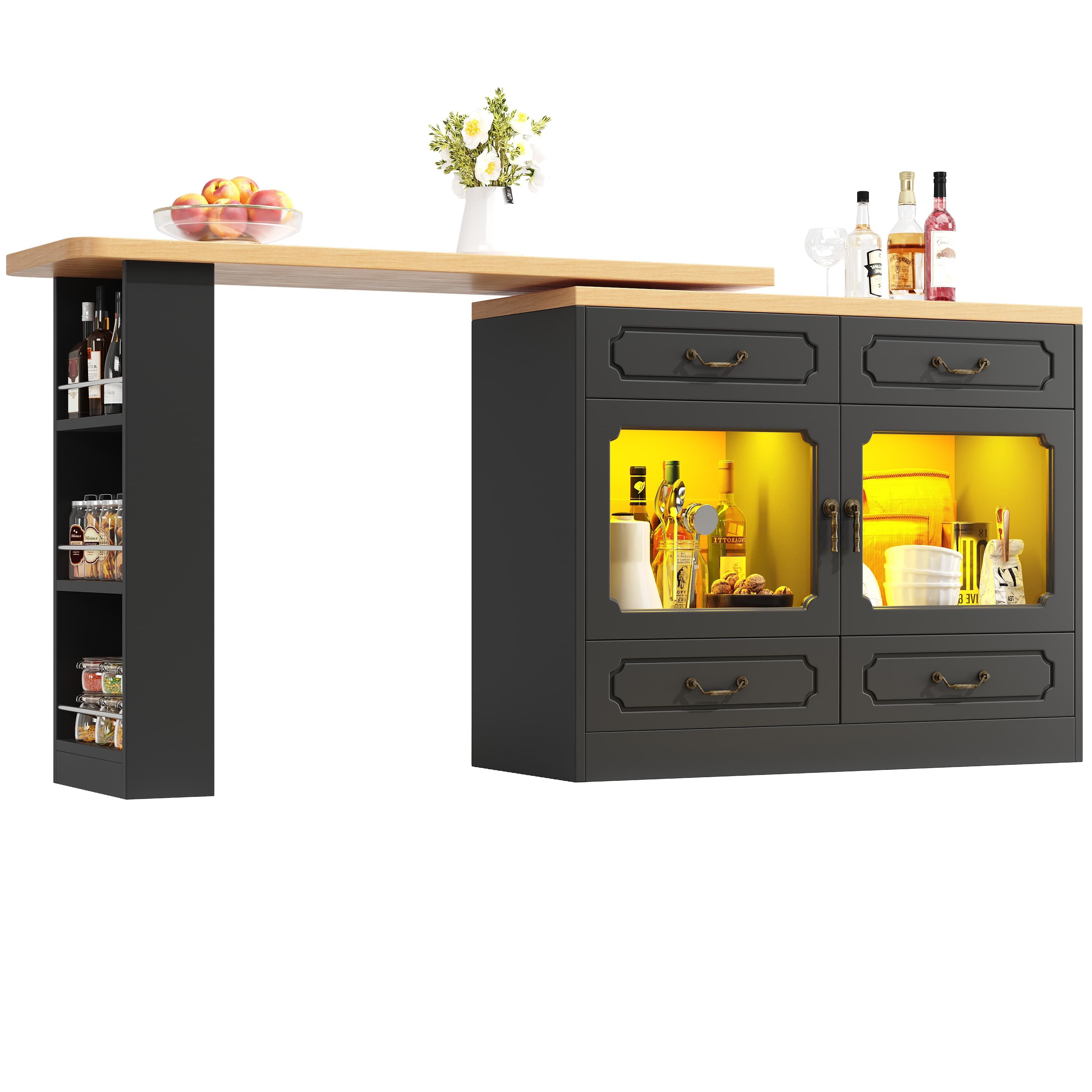 ANYSUN Bartisch Bartisch 360° drehbar Stehtisch mit Kommode (Set, 1 Tisch), Breite 135 cm