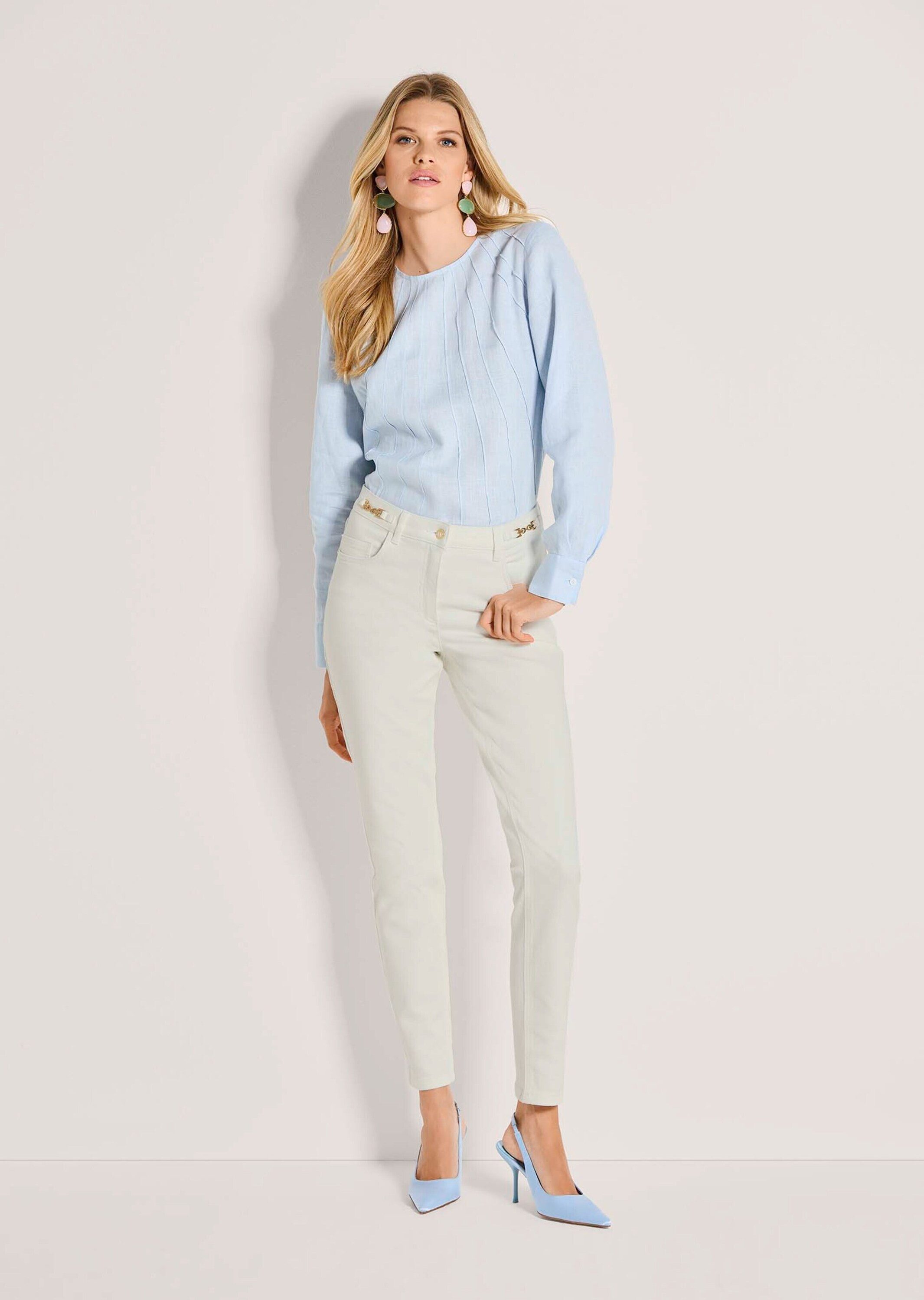 MADELEINE Gerade Jeans Lange Slim Fit Stretch-Jeans Waschung mit Kettendeta günstig online kaufen