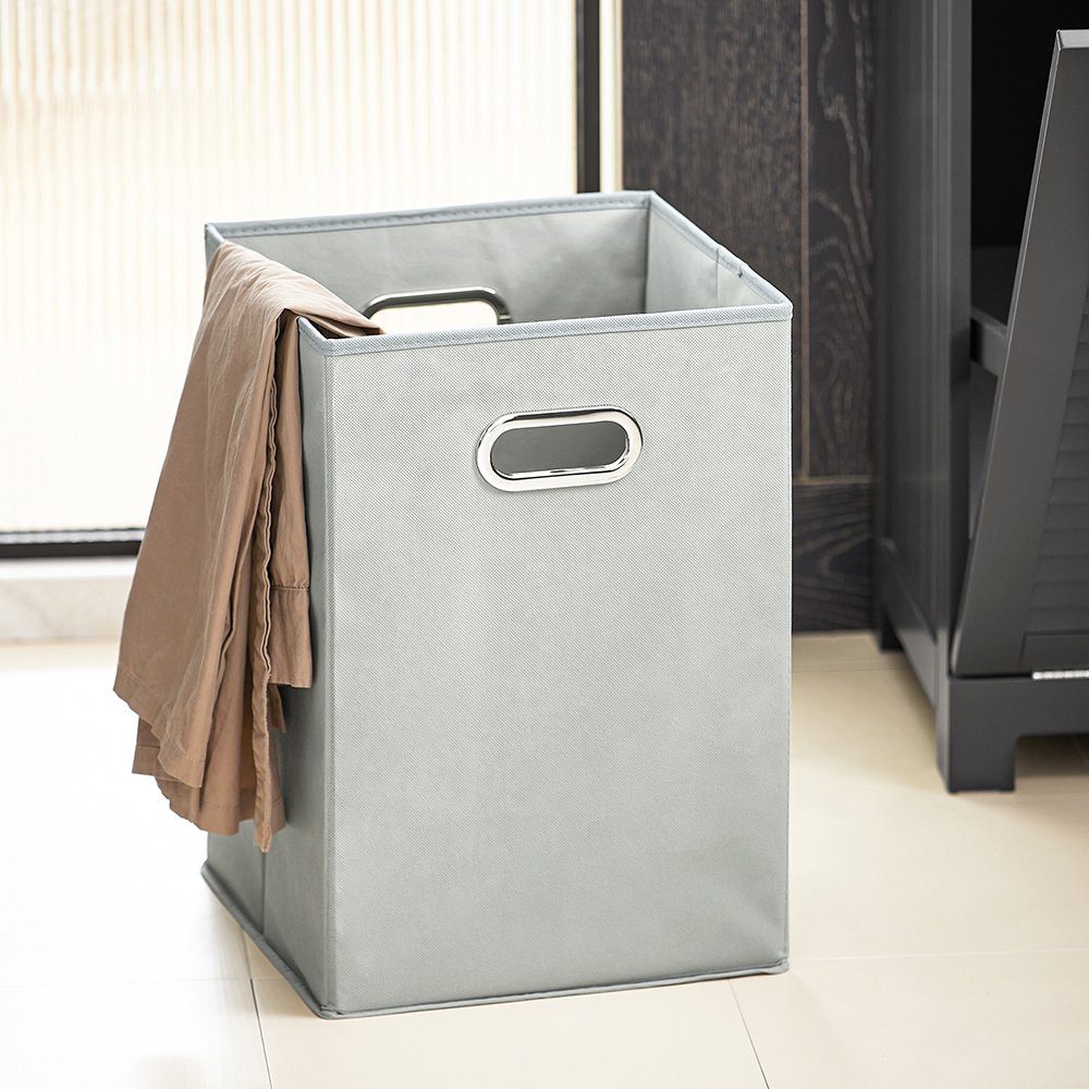 Wäschesäcken Wäschesammler ausklappbarem Wäscheschrank Wäschetruhe SoBuy mit grau BZR73 Badschrank