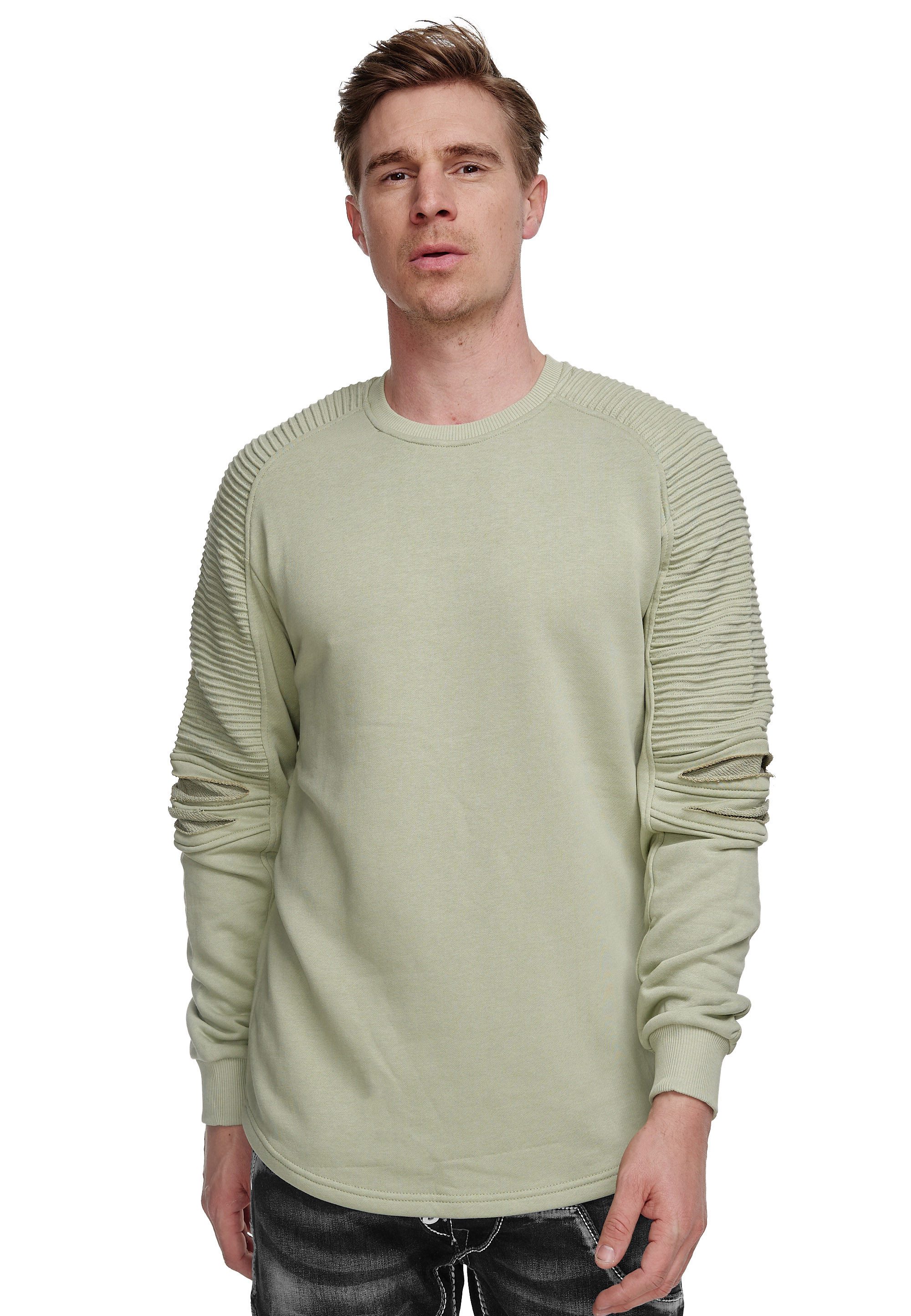 Rusty Neal Sweatshirt mit geripptem Ärmeldesign günstig online kaufen