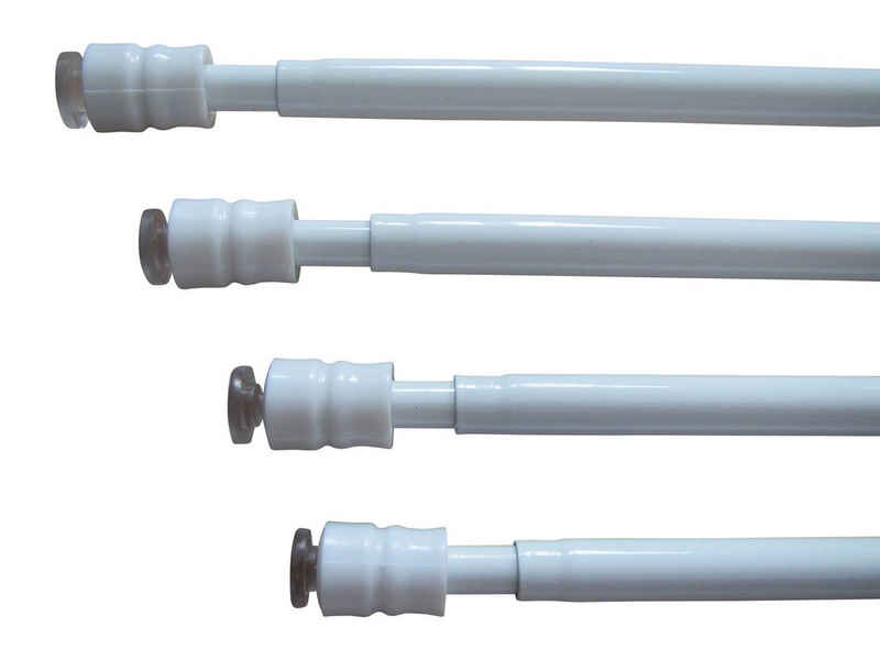 Klemmstange 4 Klemmstangen Gardinenstangen – Farbe: weiß Ø 8mm, rewagi, ausdrehbar, geklemmt, Verkaufseinheit 4 Stück