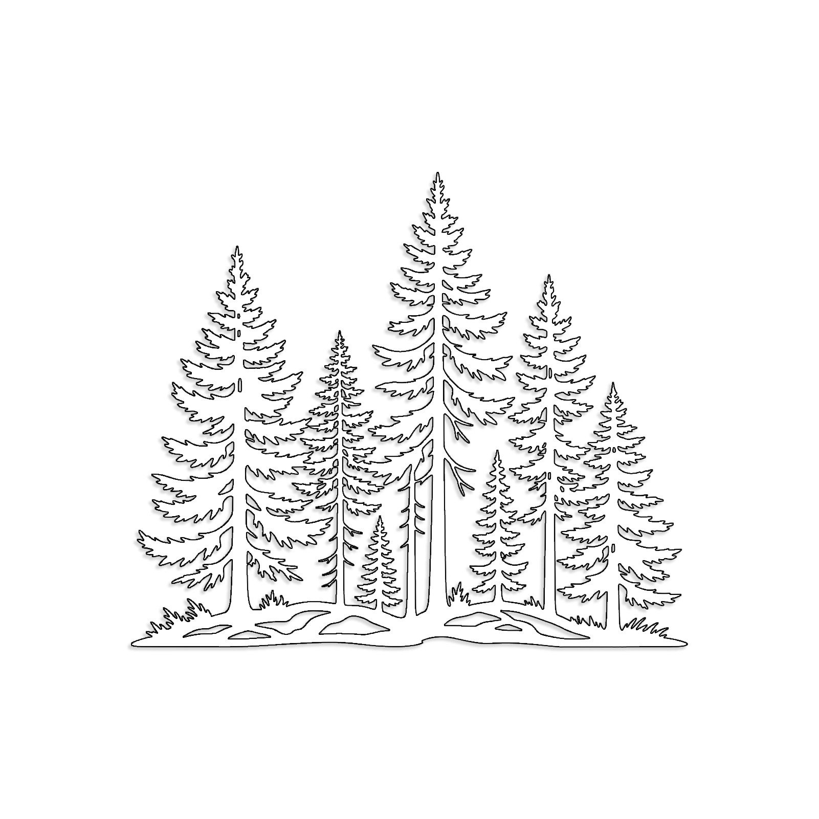 Jumpeak Wanddekoobjekt Wanddekoration im Tannenwald,Kiefern Silhouette, Wald Wandkunst, Idyll, Metall, 4 Farben, 2Größen, Wanddekoration für das Wohnzimmer,Natürlich