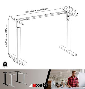 exeta Schreibtisch exeta ergoM höhenverstellbarer Schreibtisch Computertisch mit Kurbel (Set)