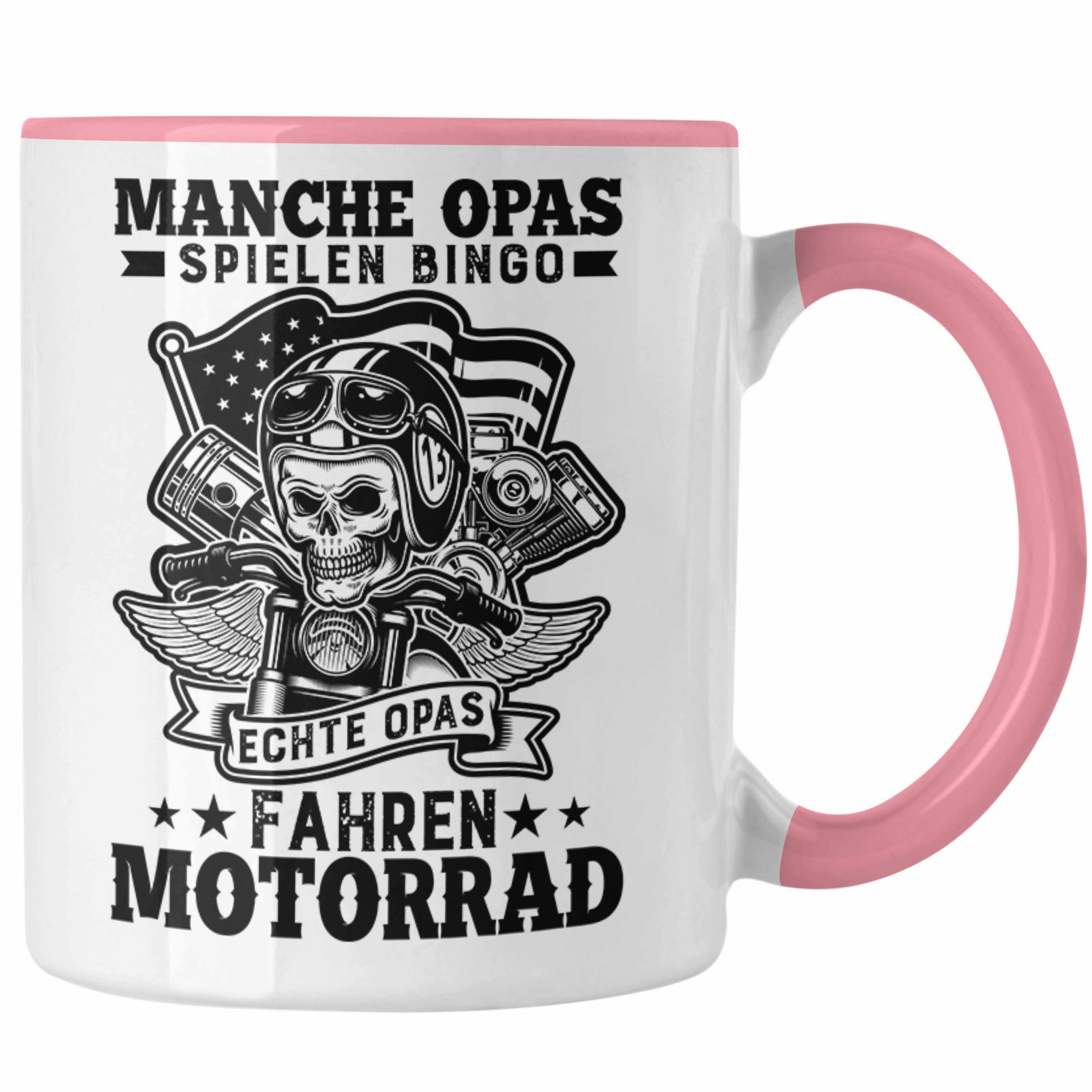 Trendation Tasse Trendation - Opa Motorrad Geschenk Tasse Opa Motorradfahrer Geschenkidee Vatertag Geburtstag Geschenkideee Rosa