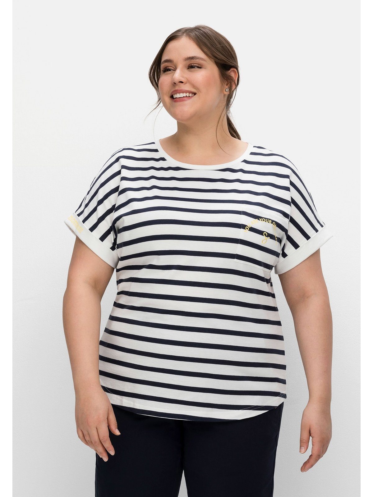 Sheego T-Shirt Große Größen mit überschnittenen Schultern
