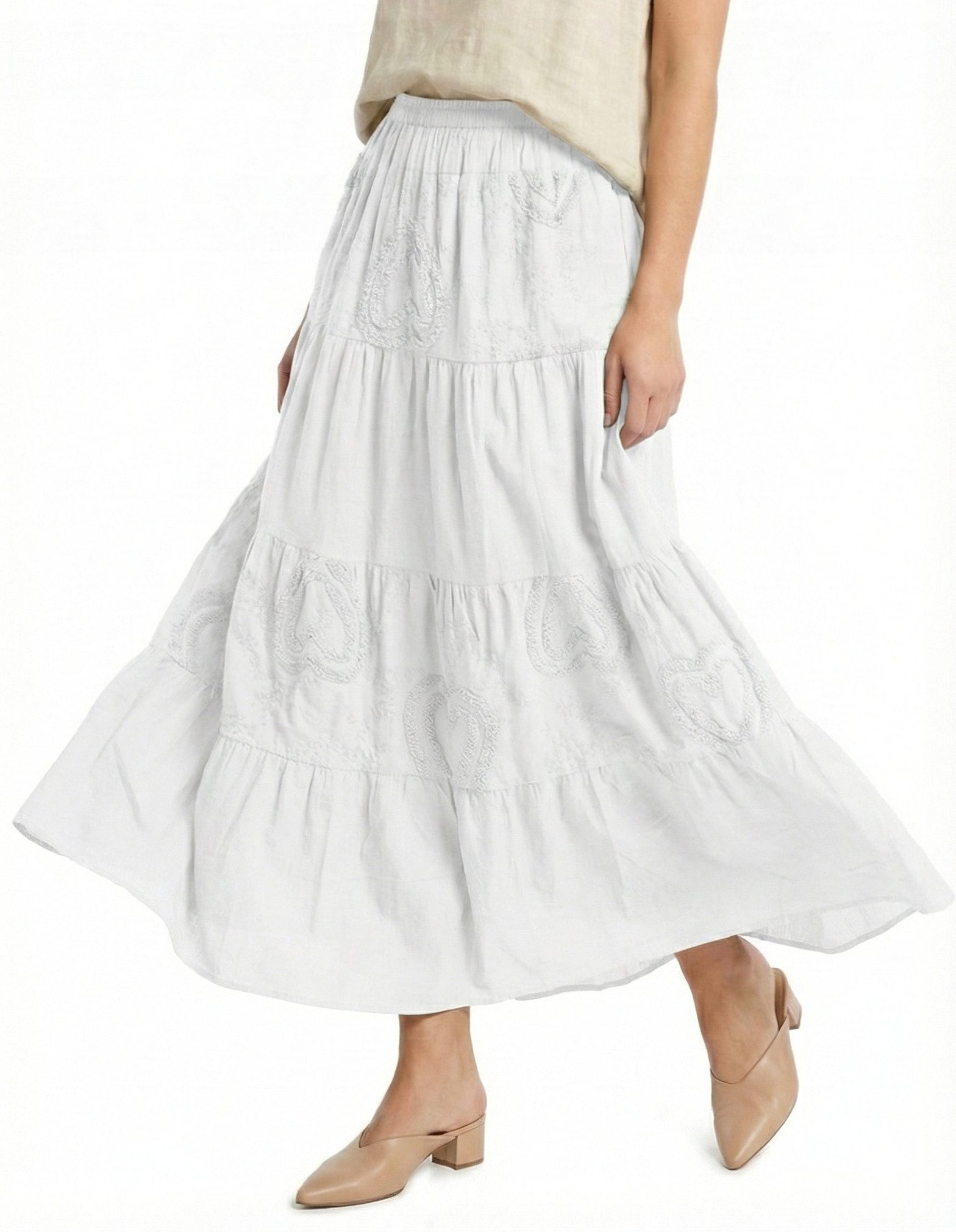 dy_mode Maxirock Damen Maxirock Unifarben A-Linien Sommerrock Boho-StyleStufenrock in Unifarbe