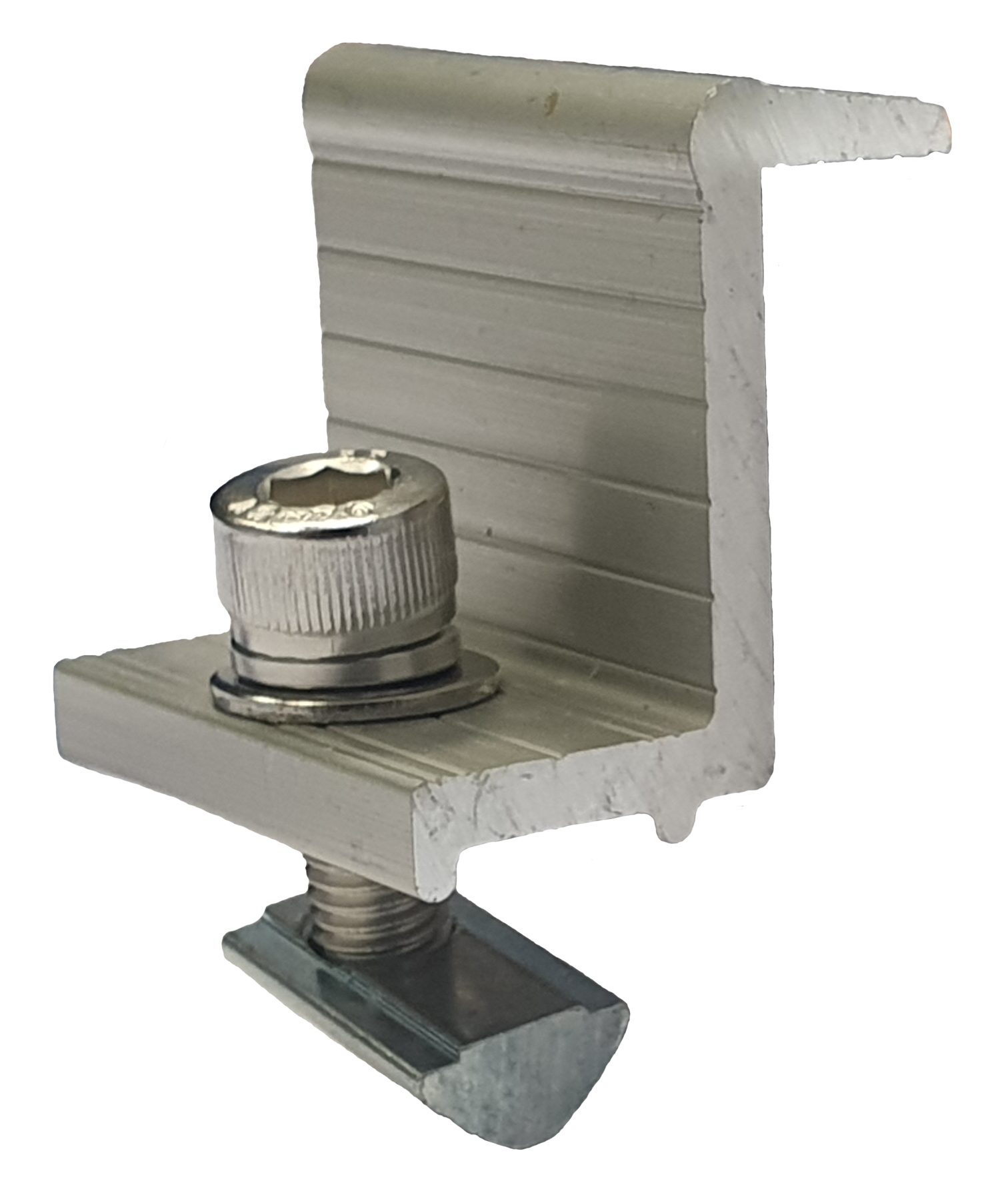 Zenit Energy GmbH Halterung Endklemme 35 mm Alu silber eloxiert M8 Schraube & Nutenstein-, (50-tlg., Praktisches Bauteil für die sichere Befestigung von PV-Modulen)