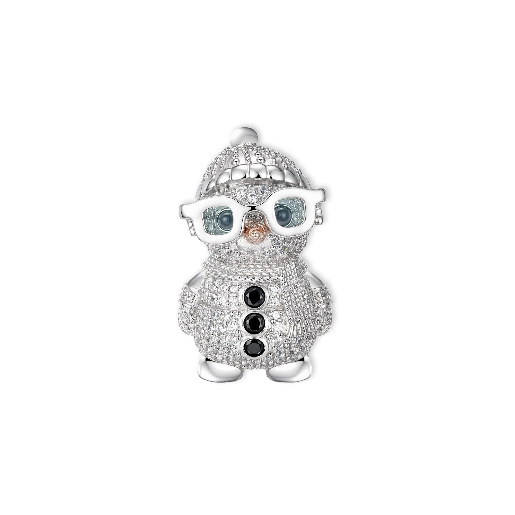 Seinerzeit FLORA & FAUNA Kettenanhänger Bobby Cool Schneemann Anhänger limitiert, Schmuck aus 925 Sterling Silber (Von Schneemännern, Winterzauber und humorvollen Details inspiriert – Damenschmuck – ein besonderer Blickfang zur Weihnachtszeit, 1-tlg., inkl. Geschenkverpackung für Frauen ob Freundin, Mutter, Ehefrau, Oma), rhodiniert,18K rosévergoldet und Zirkonia-Steinen