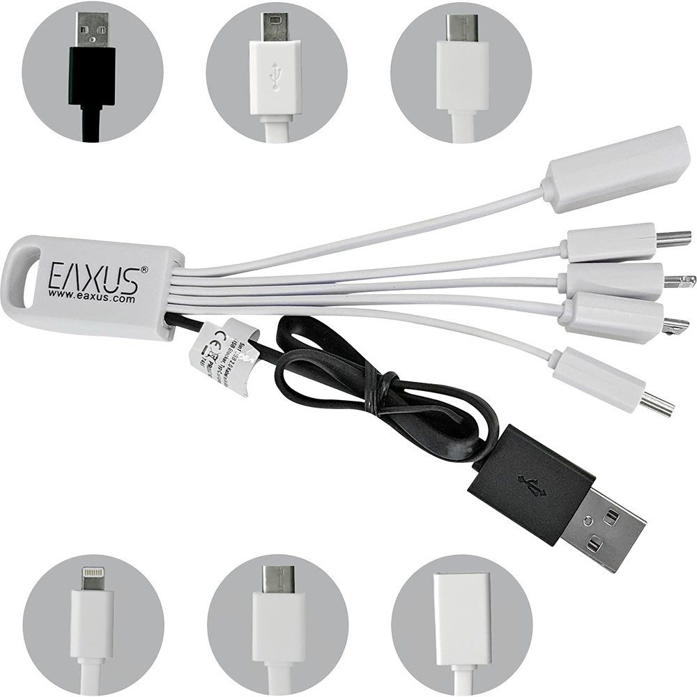 EAXUS Kfz-Relais Eaxus 5in1 USB 2.0 Ladekbael mit Mini, Micro USB Stecker, Typ C, 8-pin