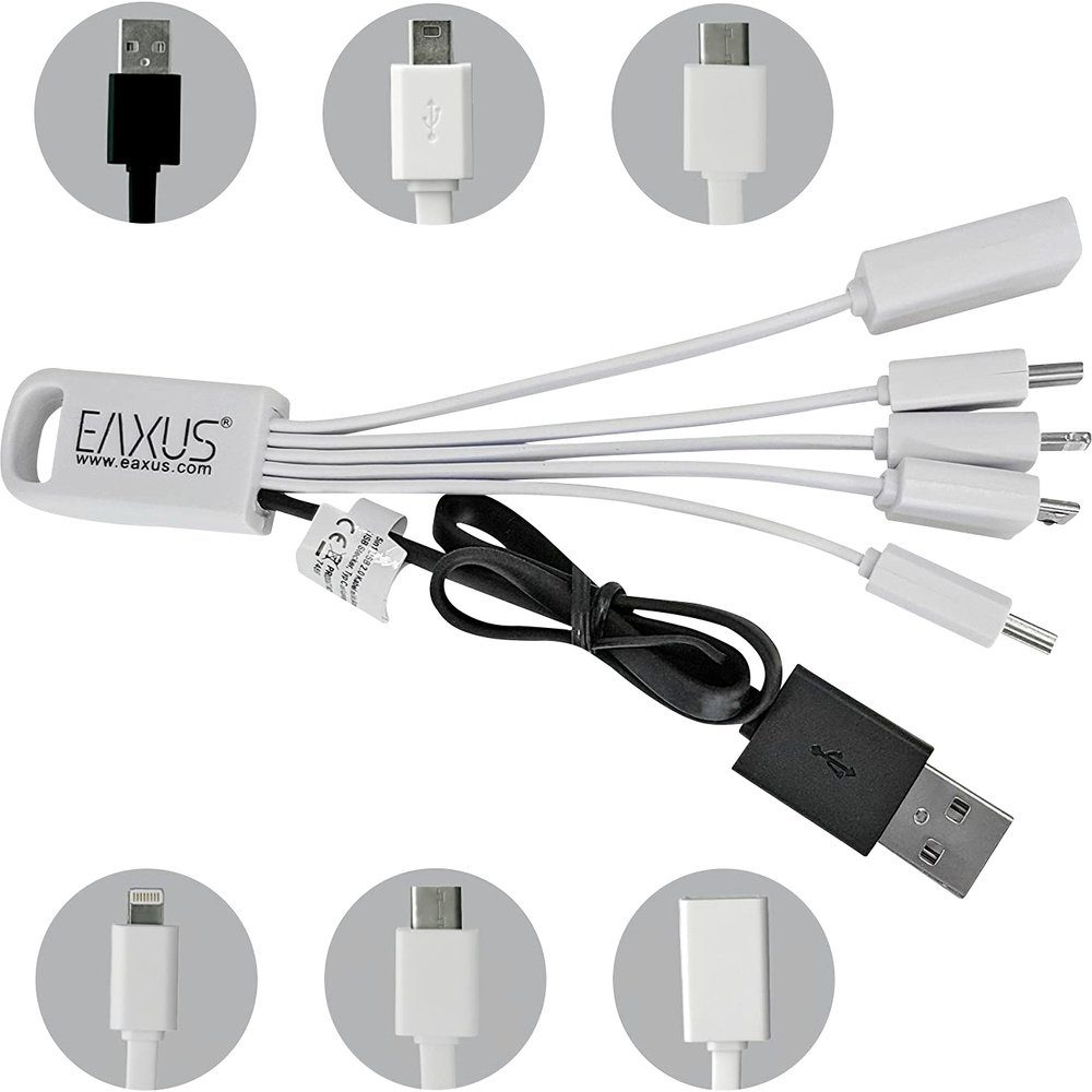 Kfz-Relais Eaxus 5in1 USB 2.0 Ladekbael mit Mini, Micro USB Stecker, Typ C, 8-pin