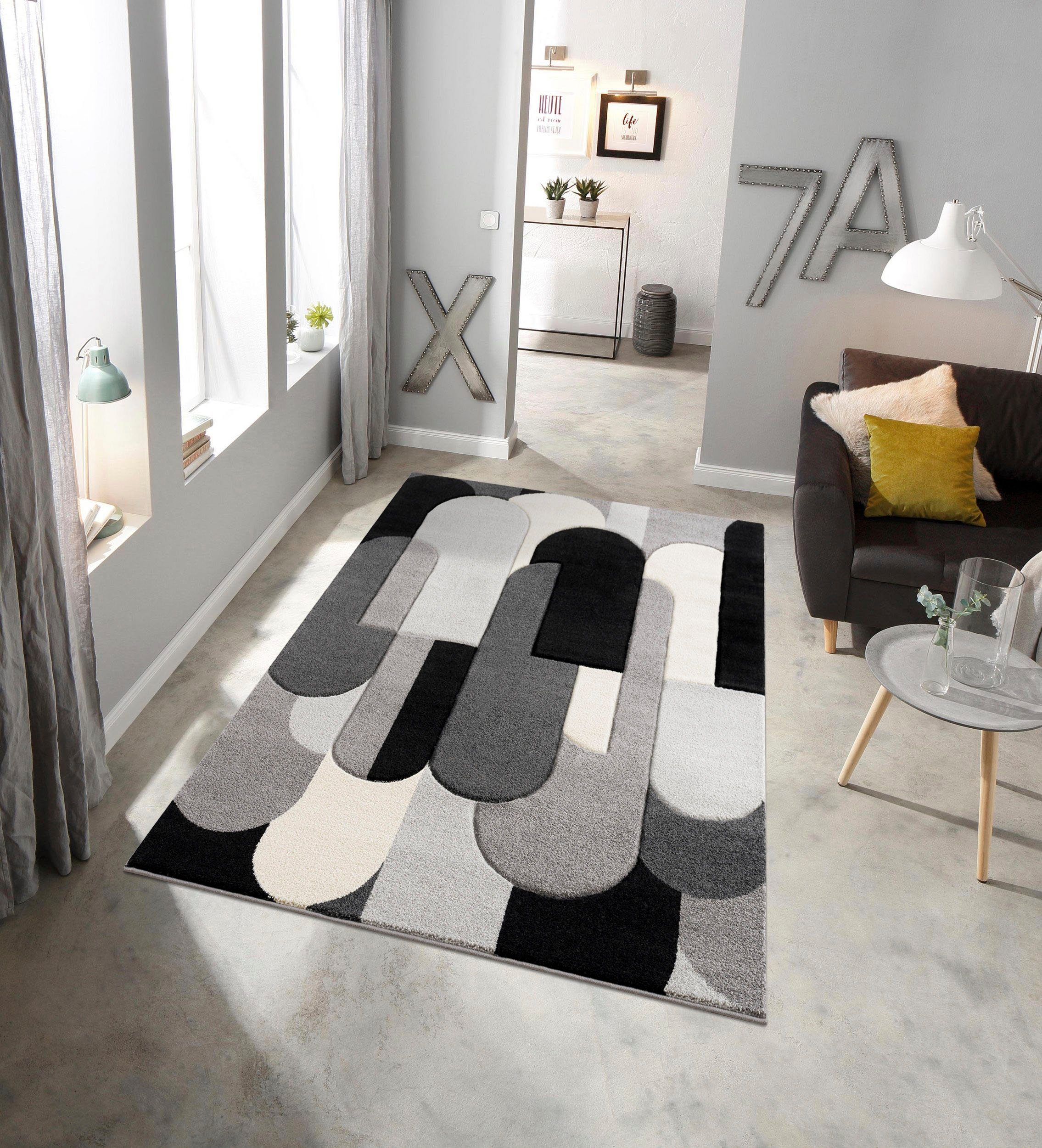 Teppich Pautz, my home, mm, handgearbeiteter Höhe: grau rechteckig, Hoch-Tief-Effekt, 14 Konturenschnitt, wende-Teppich
