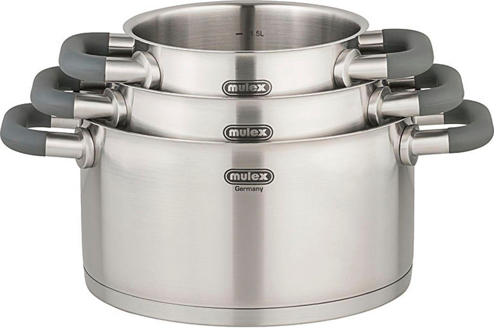 Mulex Topf-Set LUGANO, Edelstahl 18/10 (Set, 7-tlg), inkl. Stielpfanne 24 cm ohne Deckel, Induktion